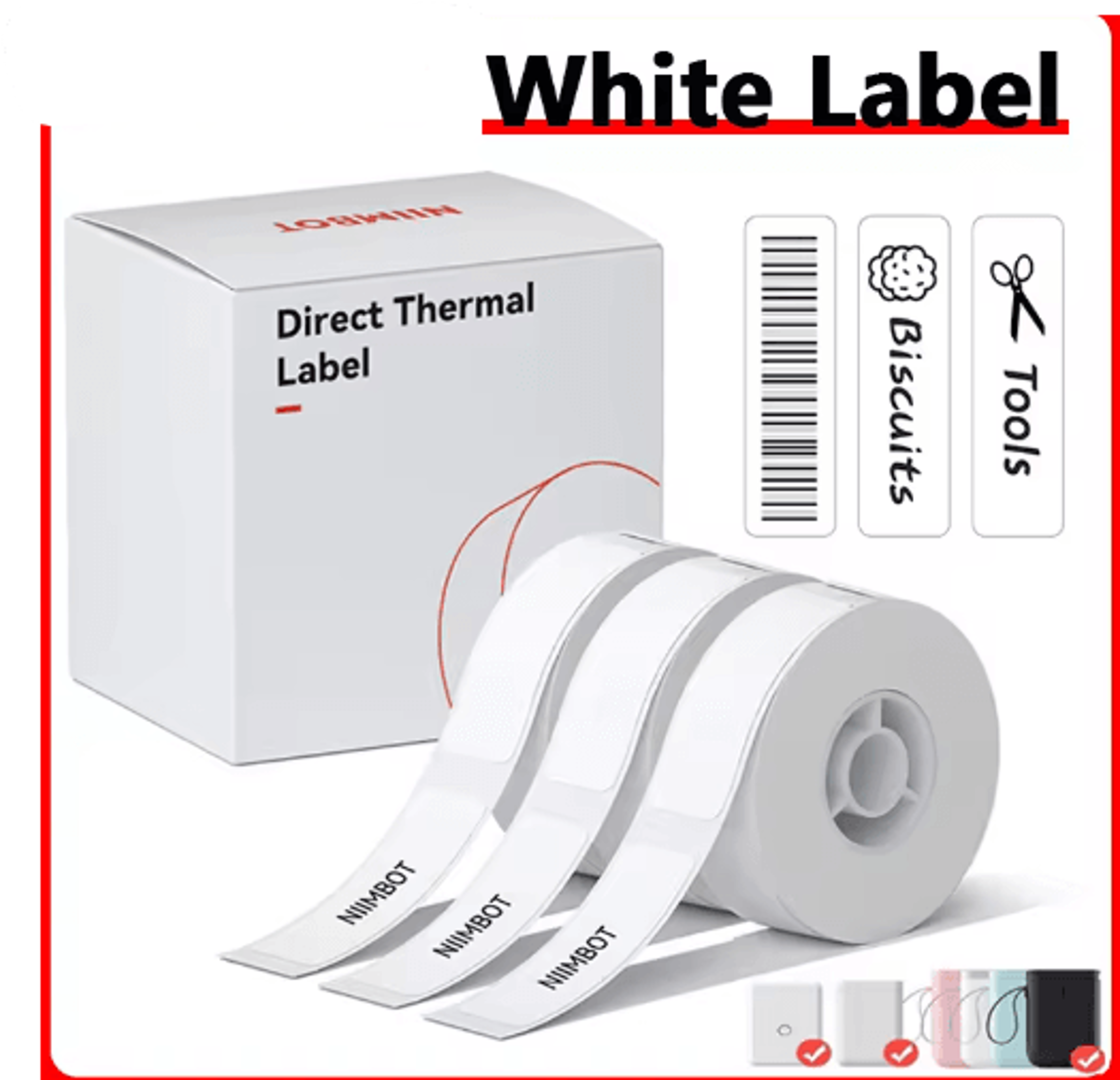 waterproof thermal label sticker paper – white adhesive labels for d11/d110/d101 printers