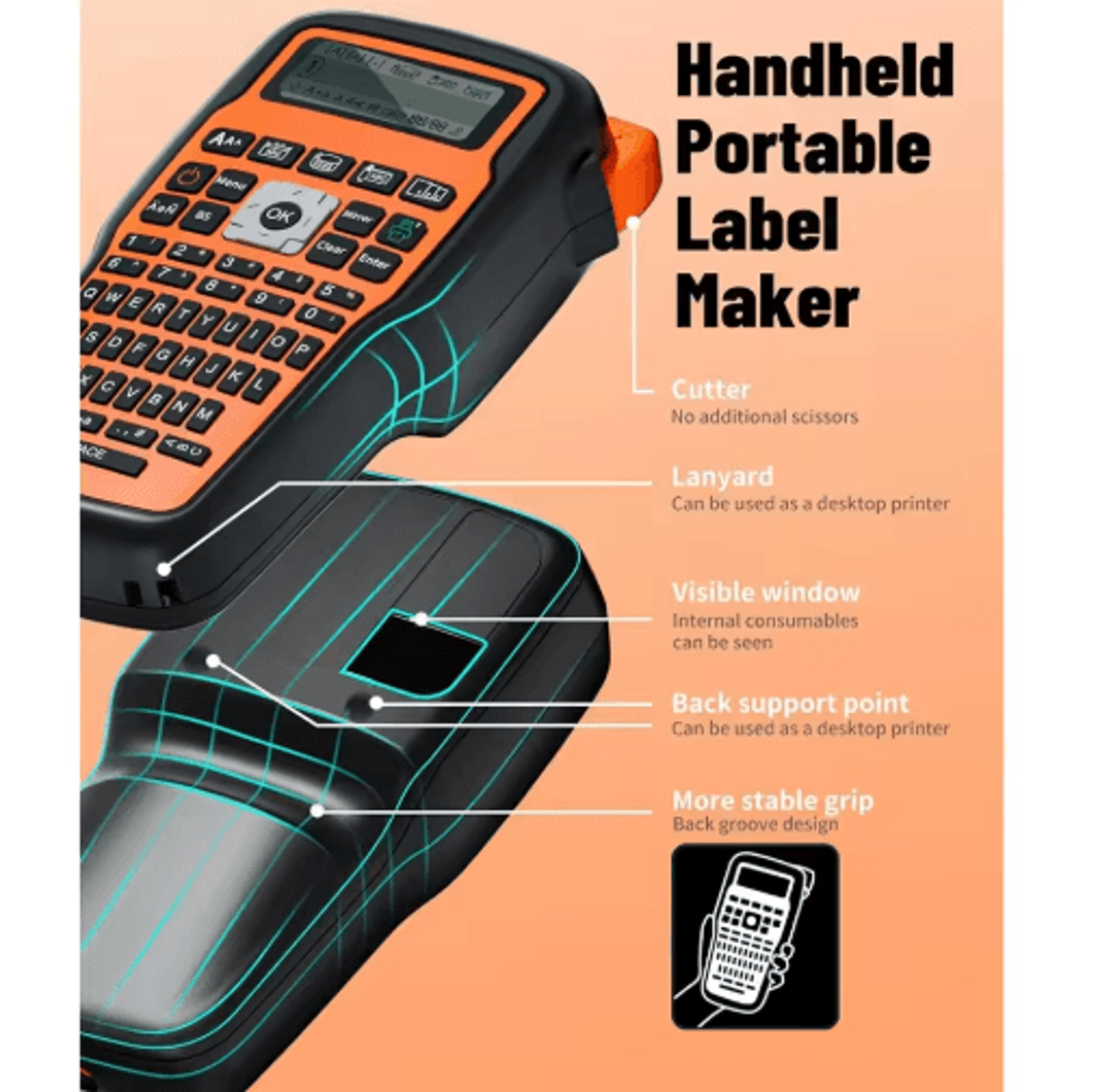 e1000 pro handheld label maker – portable industrial label printer for brother tze tape
