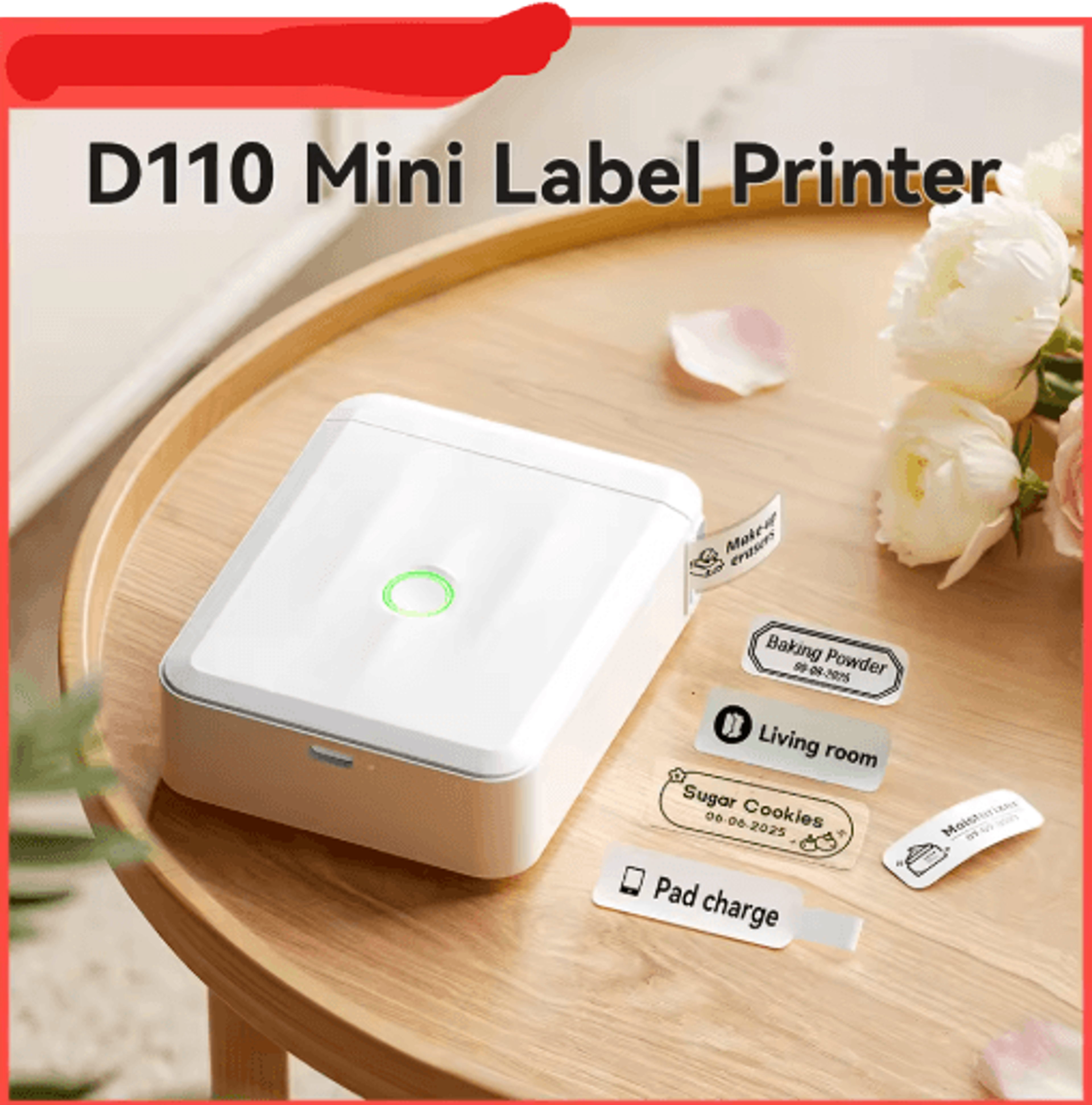 d110 upgraded thermal label printer – mini portable name tag & sticker maker
