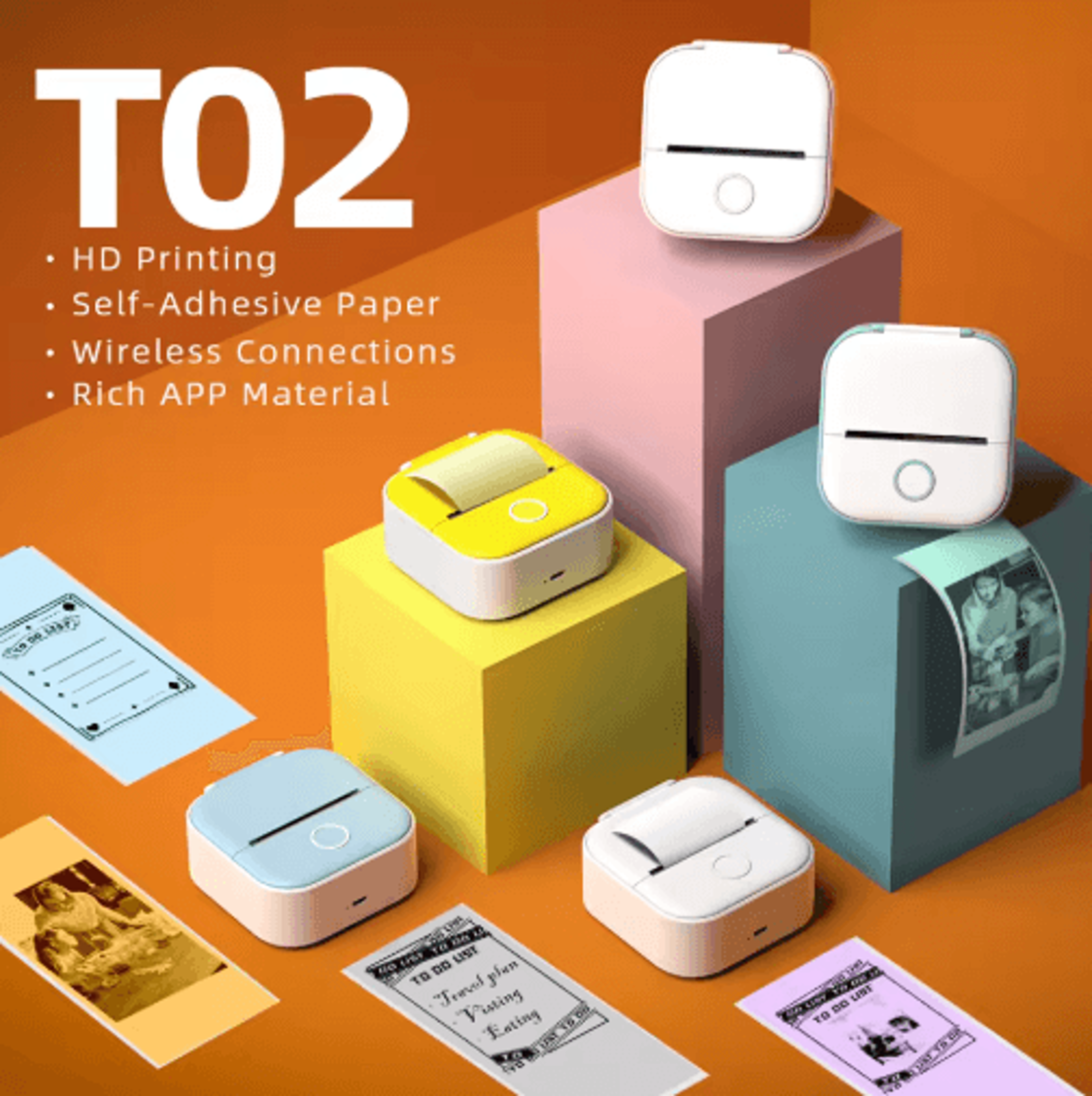 t02 mini portable thermal printer – wireless inkless pocket sticker maker