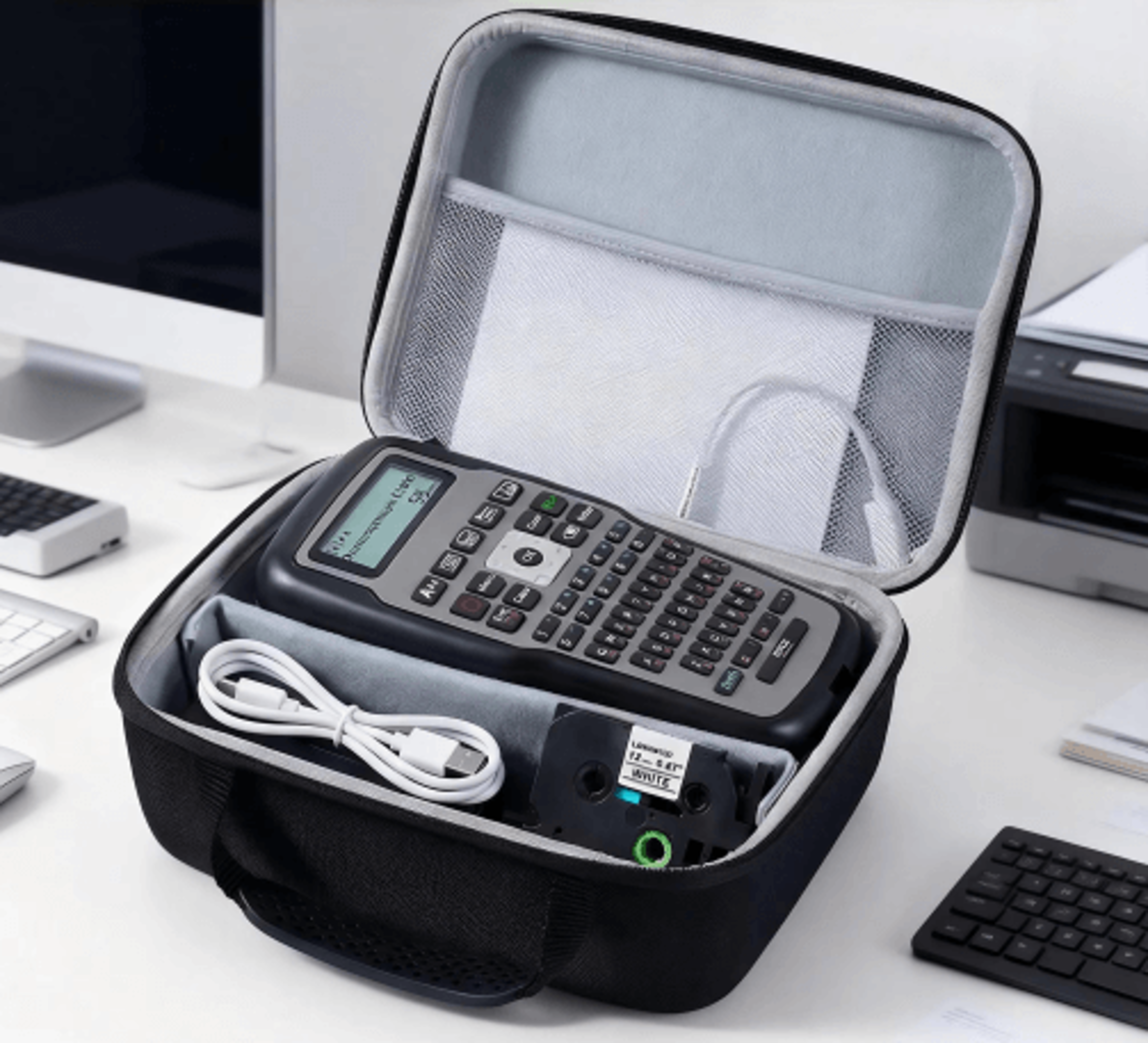 portable label maker storage case – protective organizer bag for e1000 pro & pm-241-bt