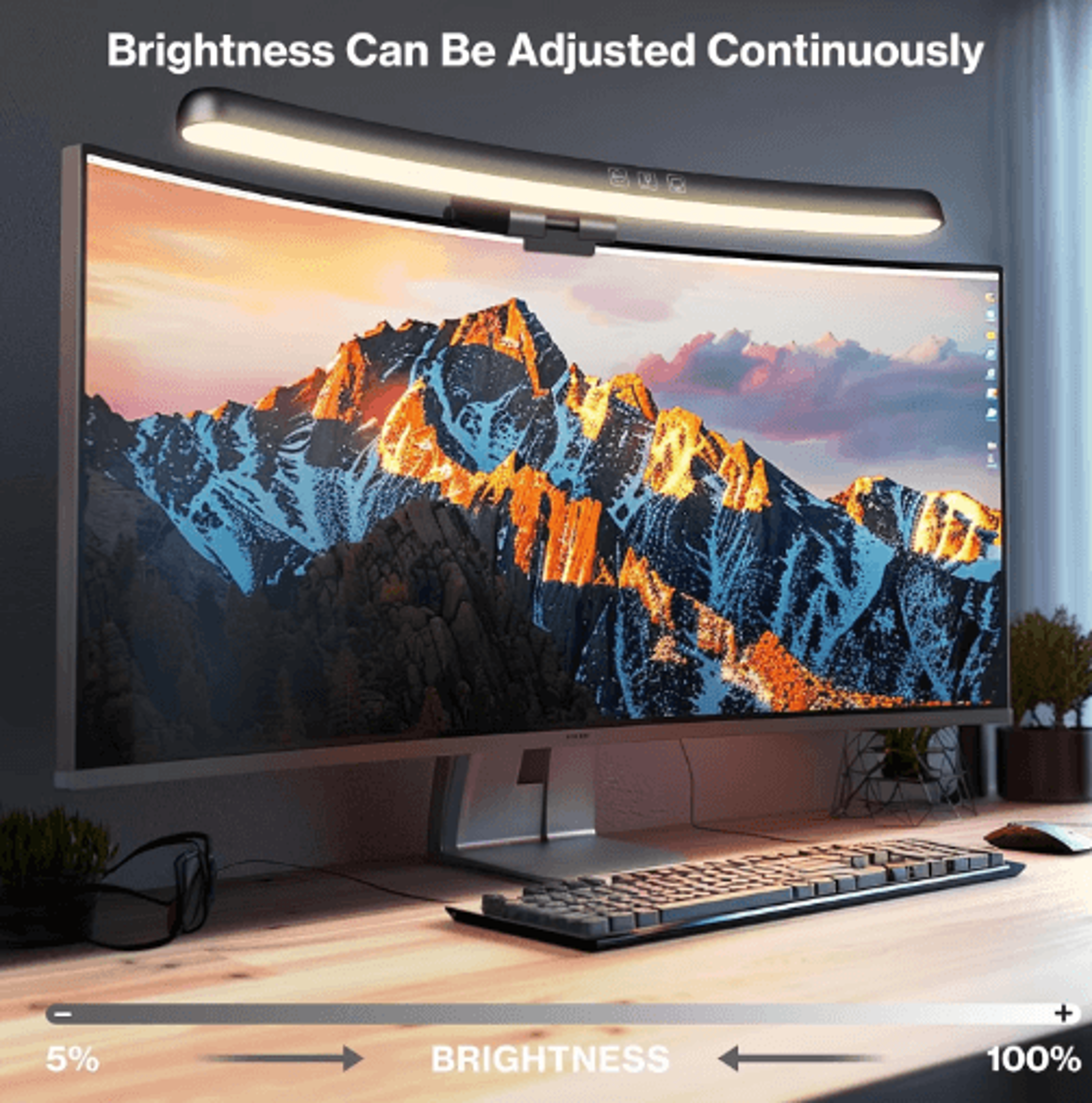 usb curved monitor light bar – stepless dimming anti-glare desk lamp