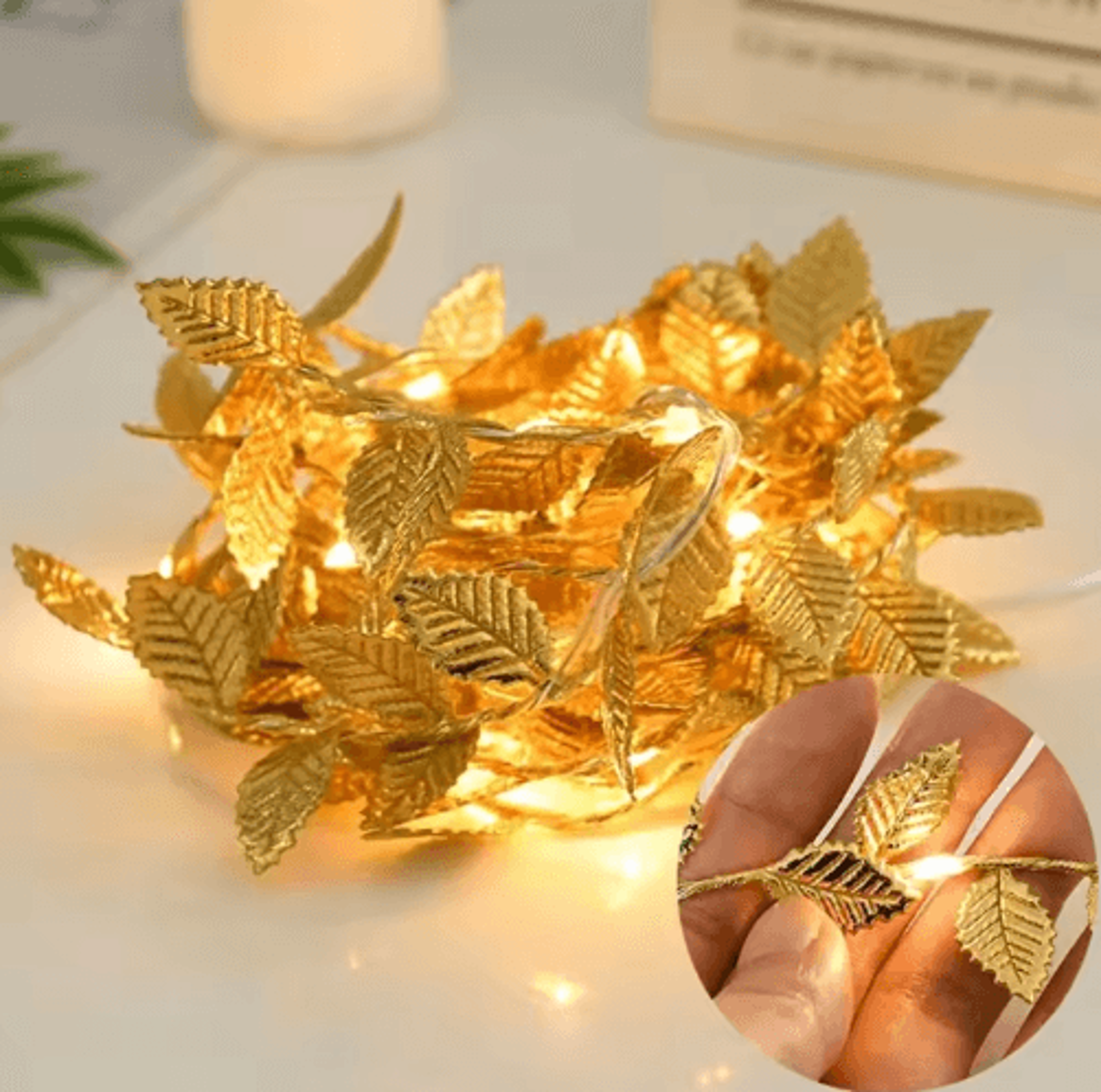 200cm golden leaf decorative string lights – elegant holiday & wedding garland