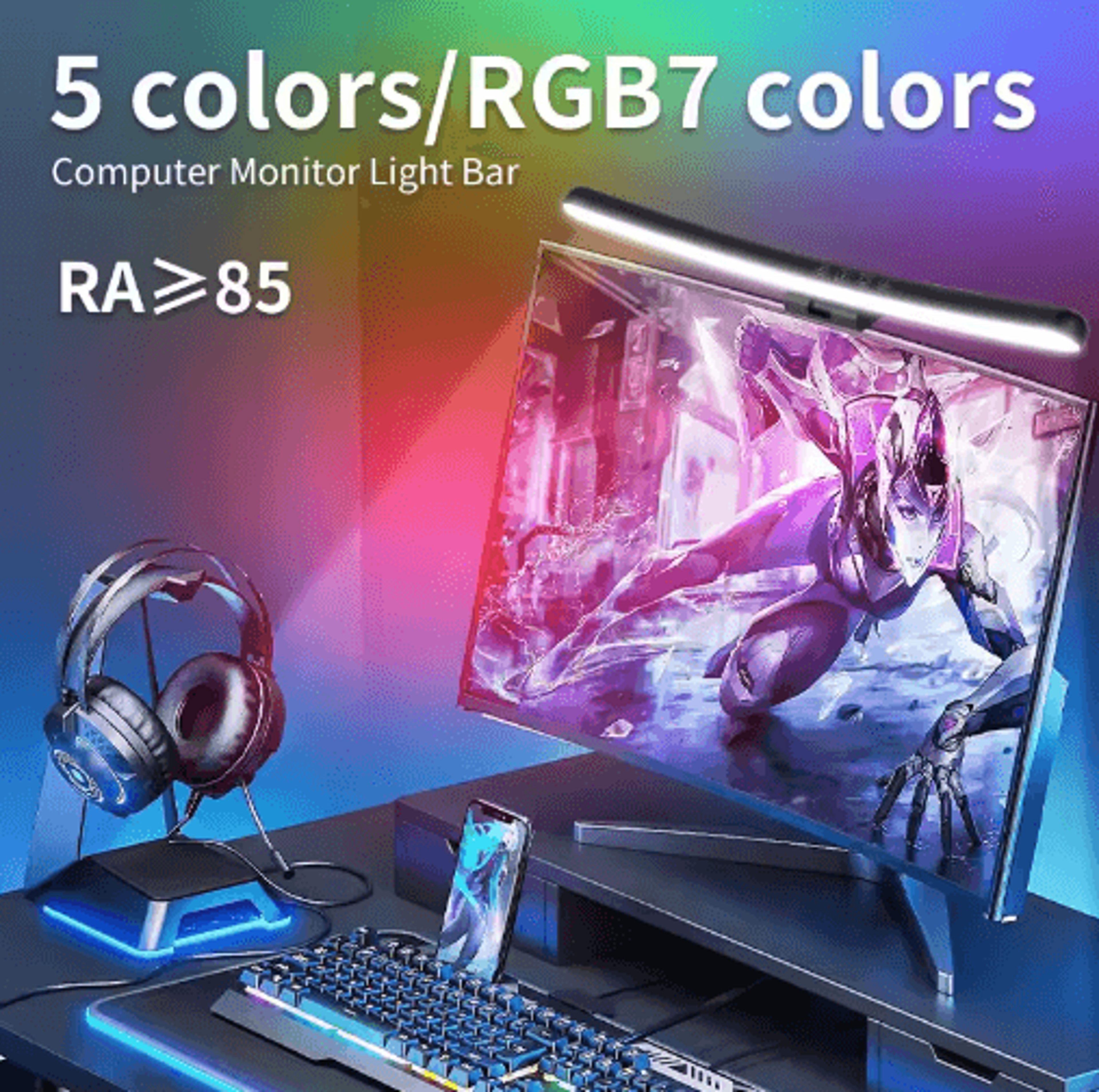 rgb led monitor light bar – usb stepless dimmable desk lamp for curved screens