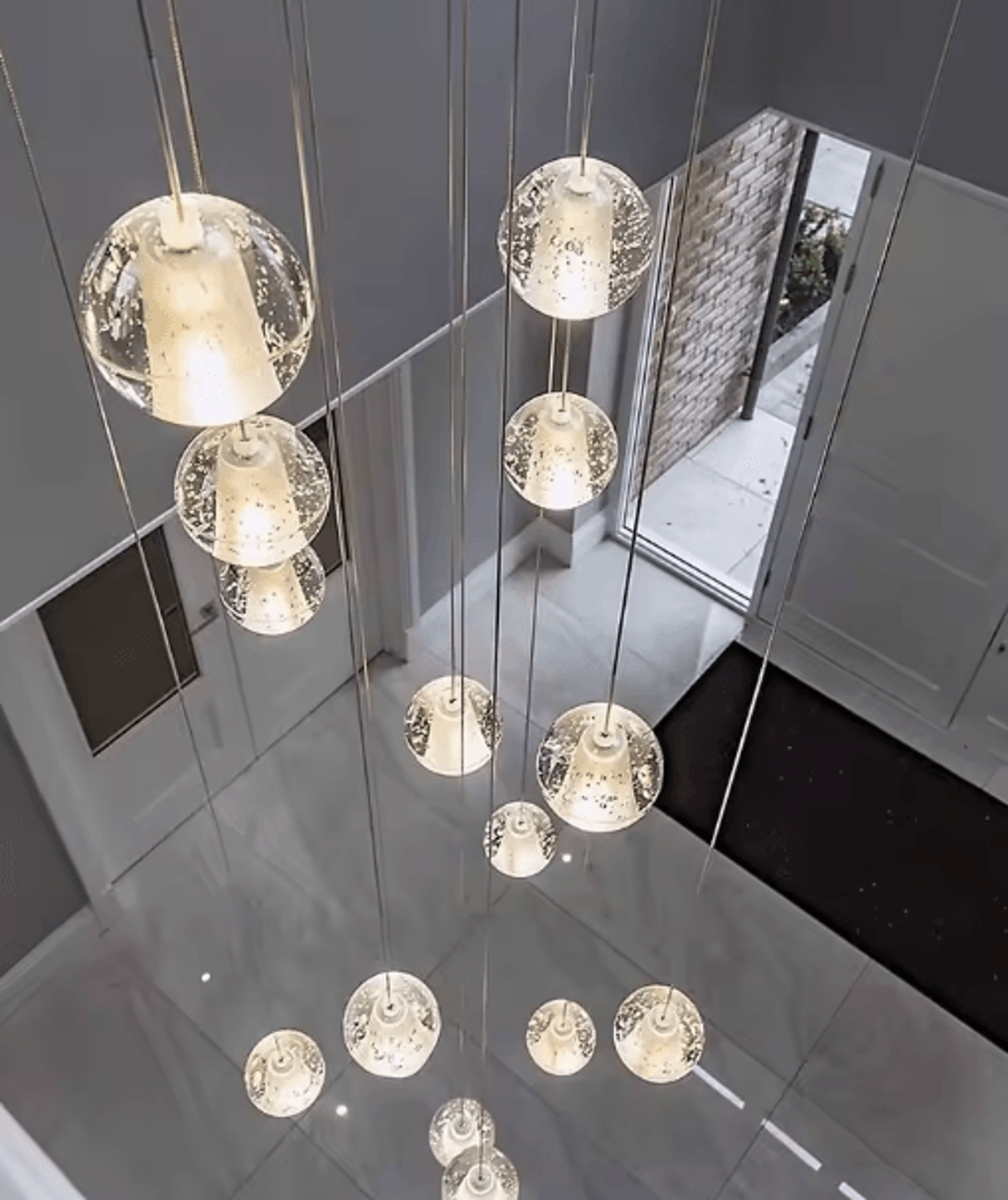 modern spiral crystal ball led chandelier – luxury staircase pendant light