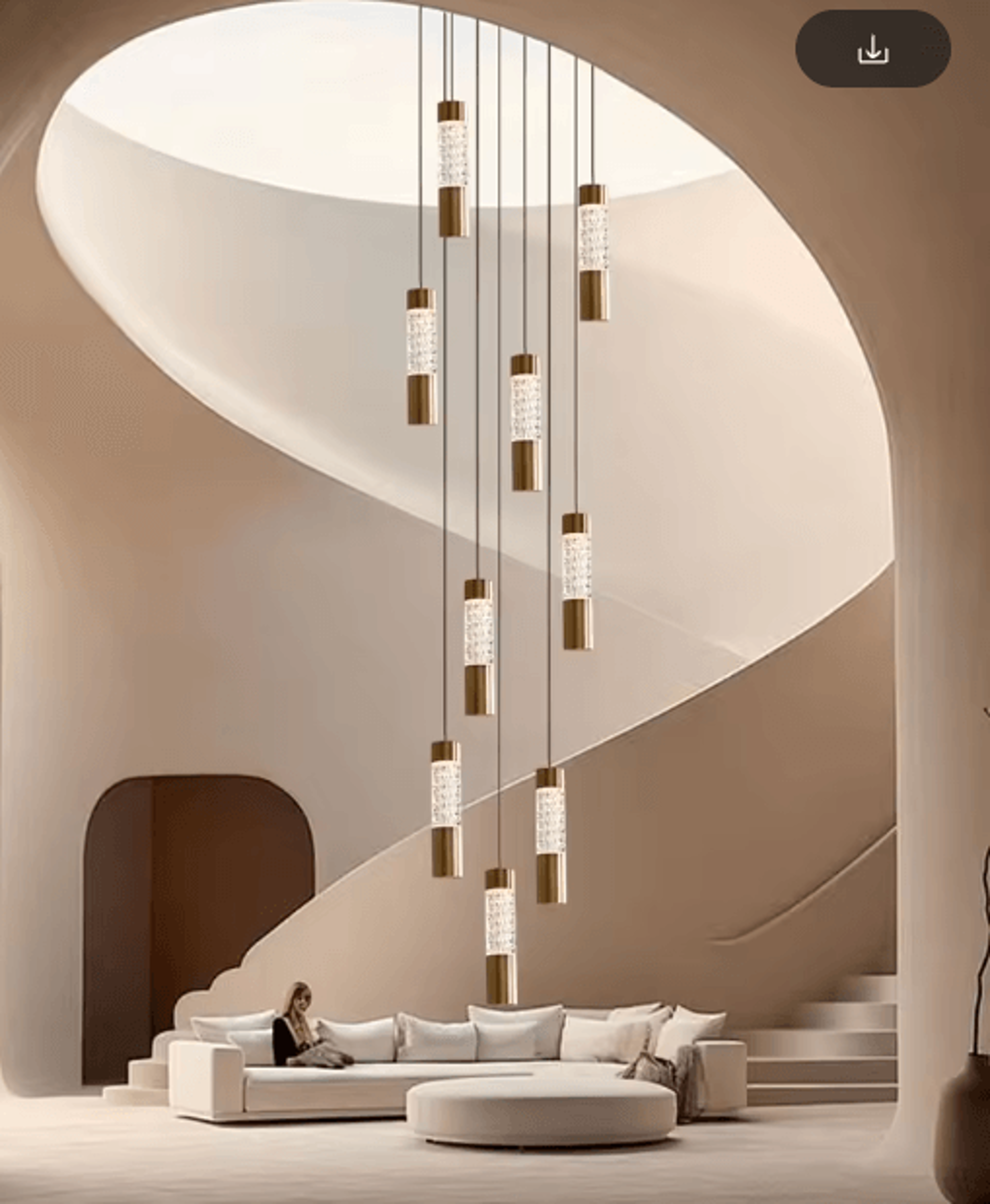 modern luxury gold cylinder chandelier – elegant staircase pendant light