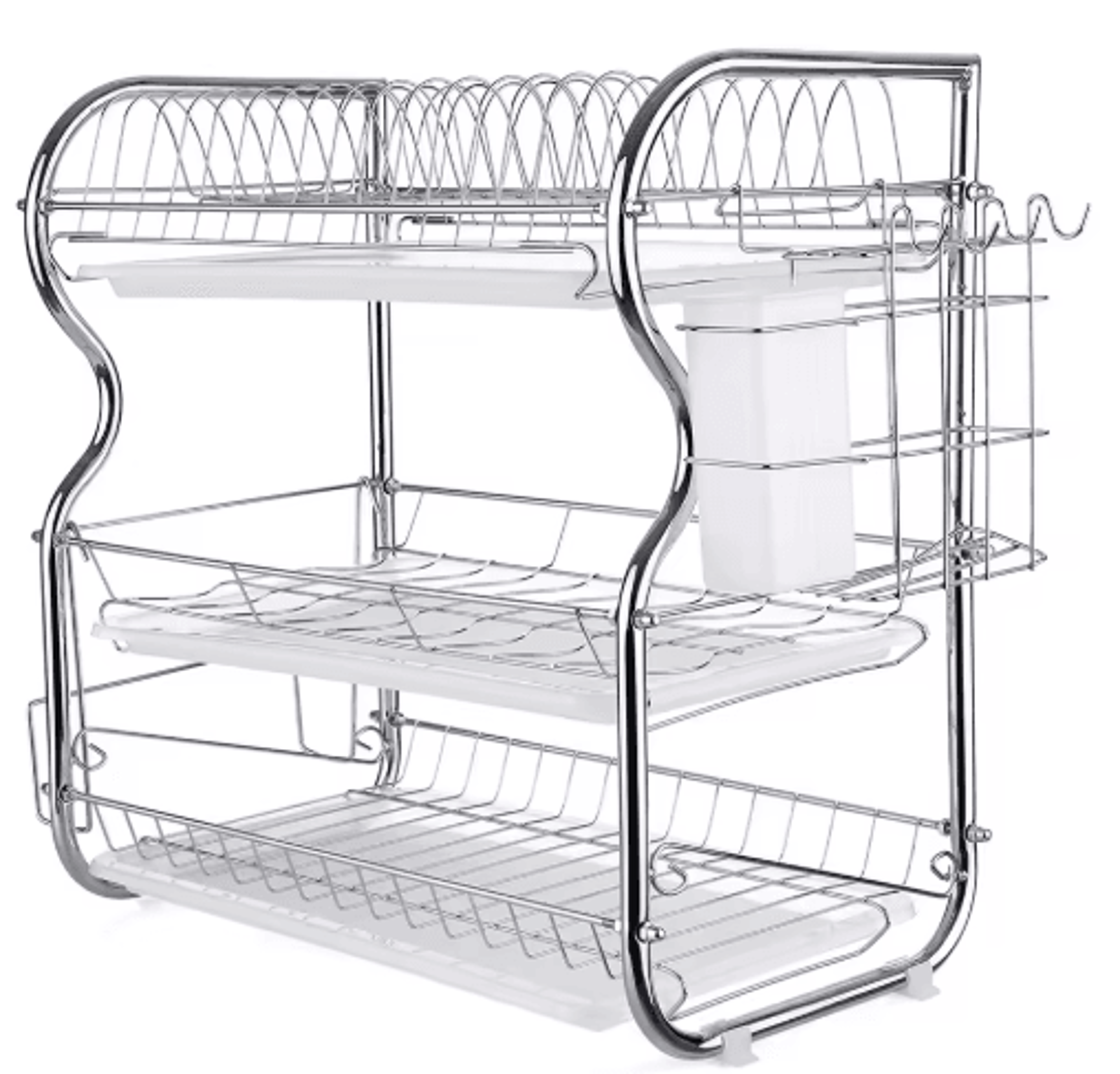3-tier kitchen dish drying rack – multi-functional dish drainer with utensil & cutting board holders