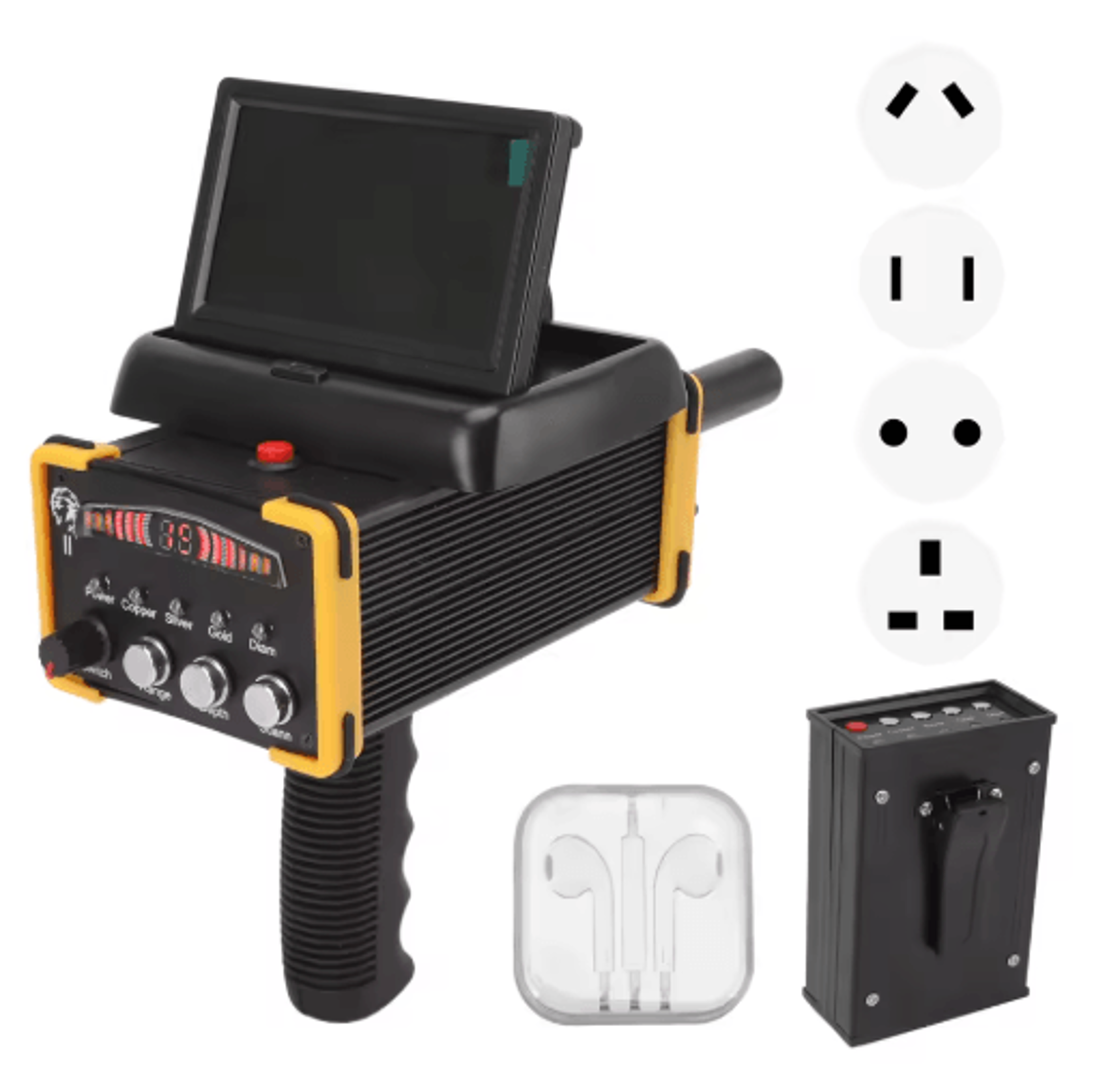 gr9000 handheld metal detector – foldable gold finder with display screen