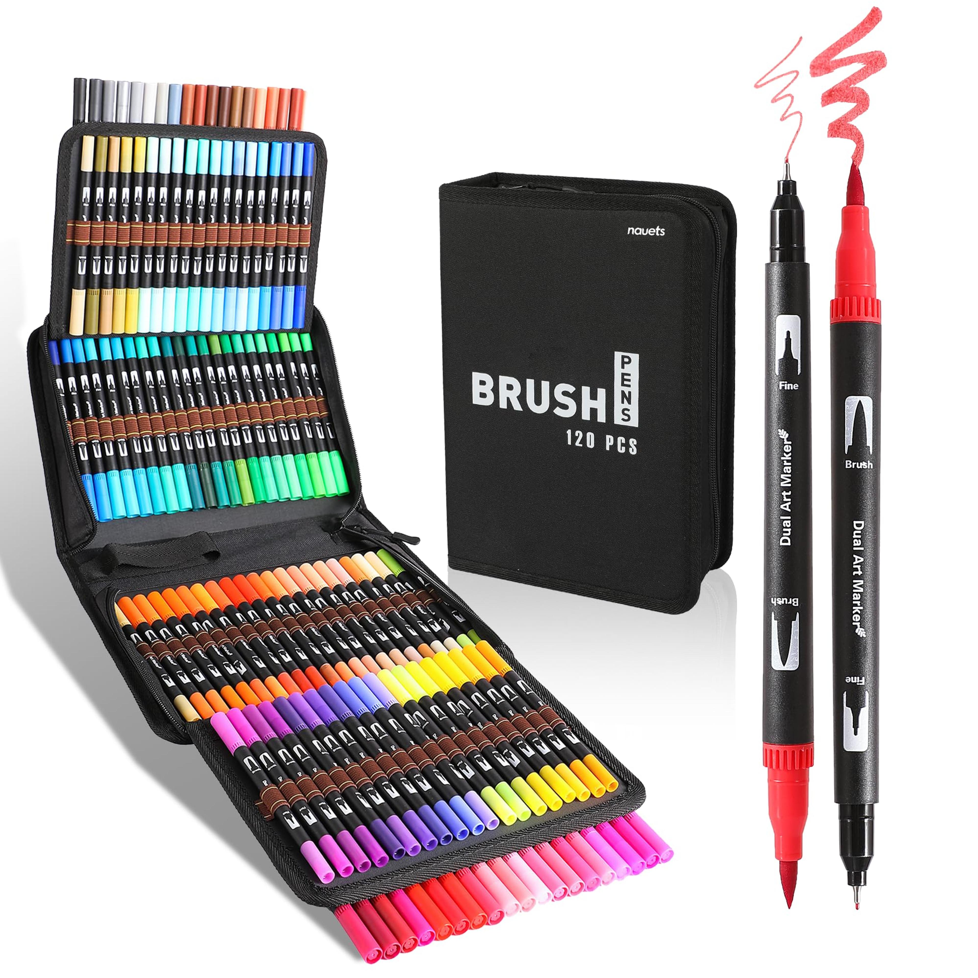 dual tip brush markers set for coloring and lettering 72 120 or 168 colors