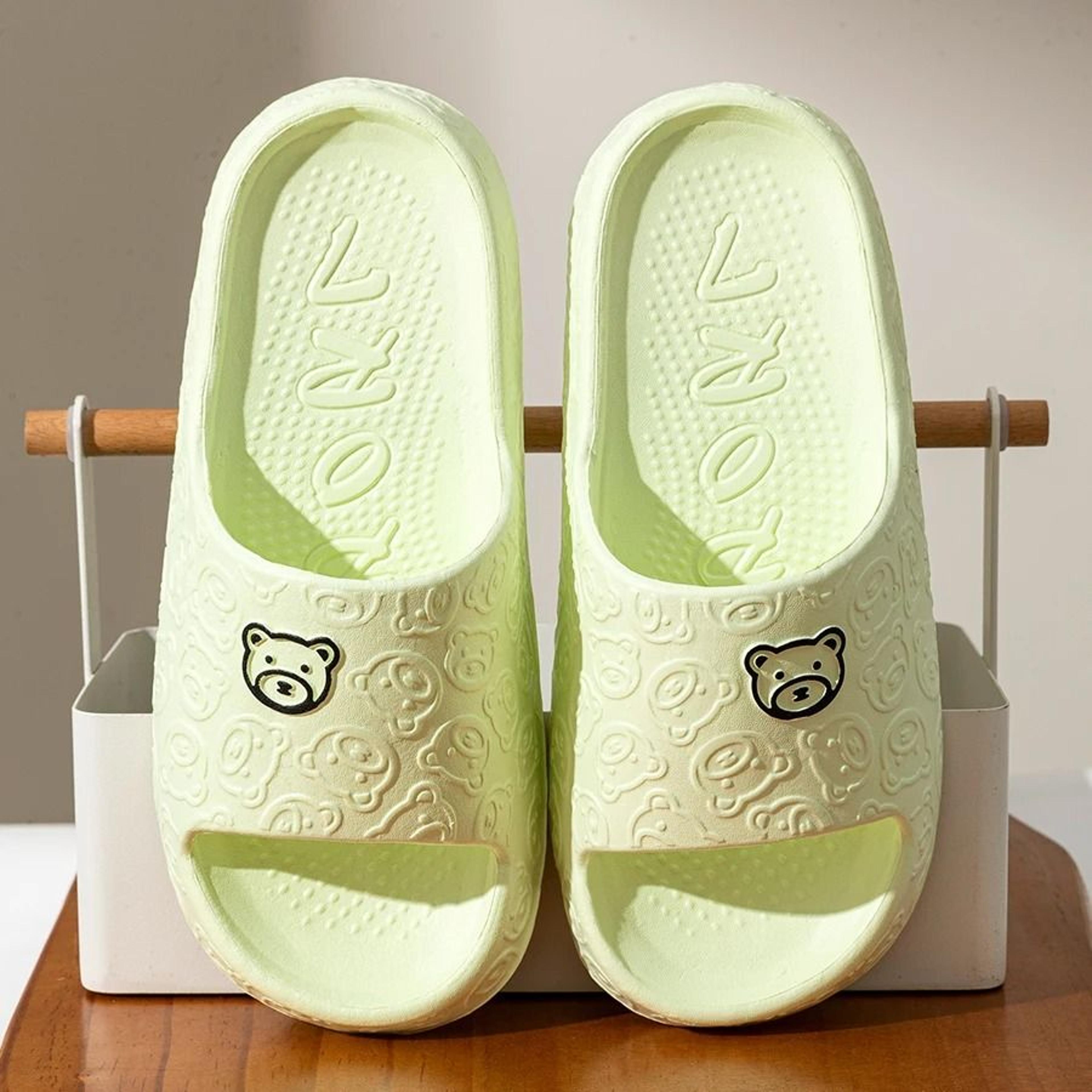 cute bear cartoon summer indoor slippers for women soft non slip home shoes