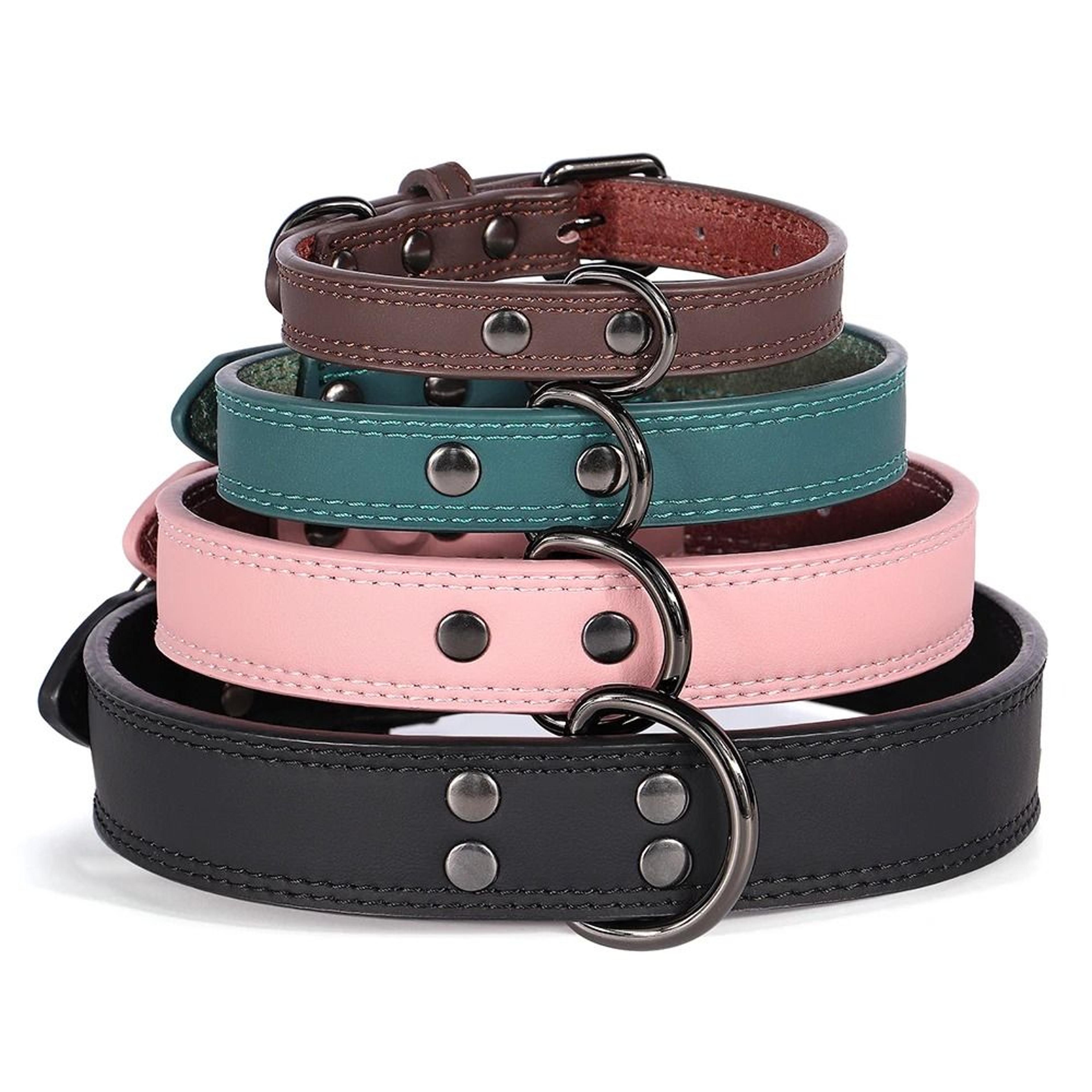 soft genuine leather dog collar durable pet collar for all dog sizes