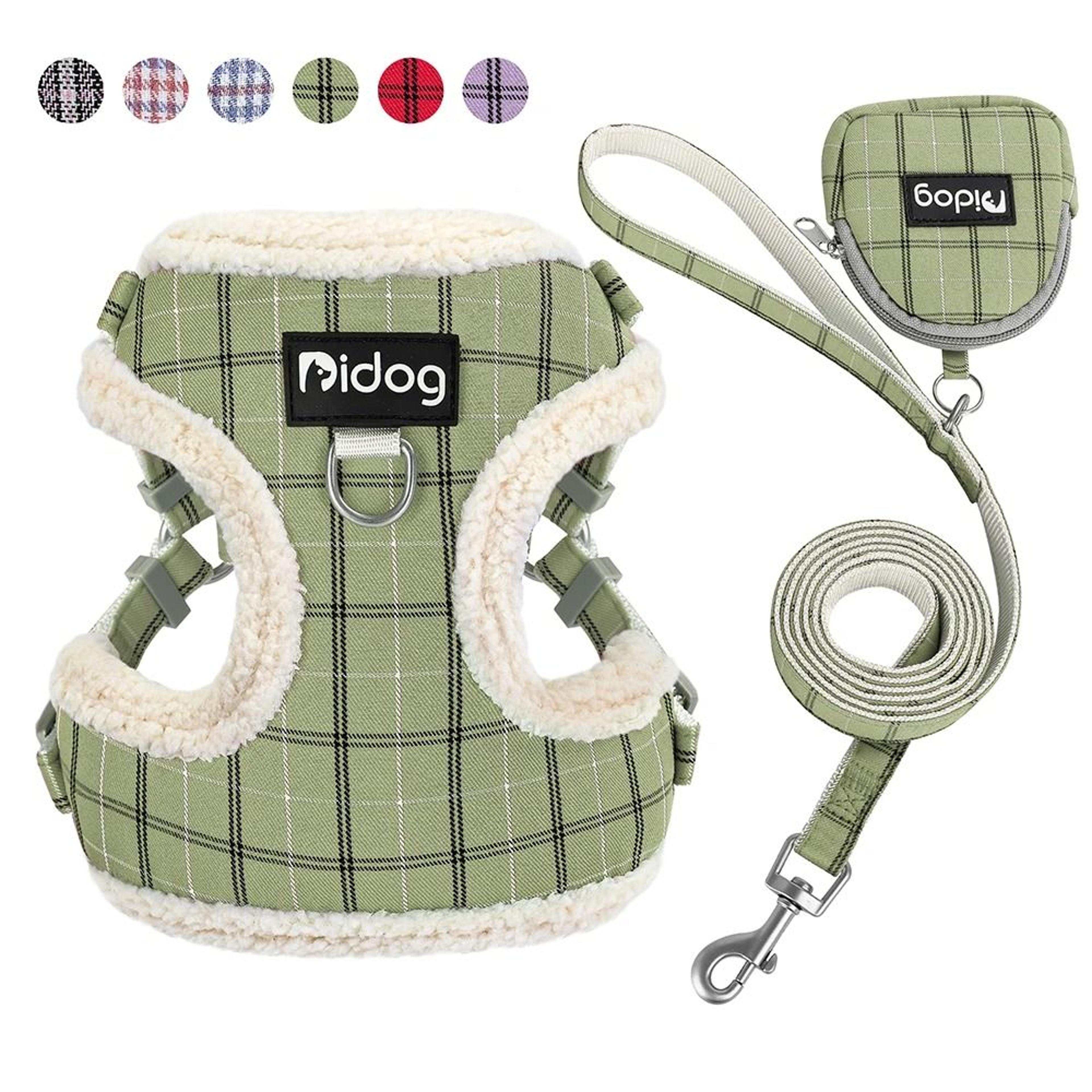 winter warm dog harness and leash set with storage bag for small and medium dogs