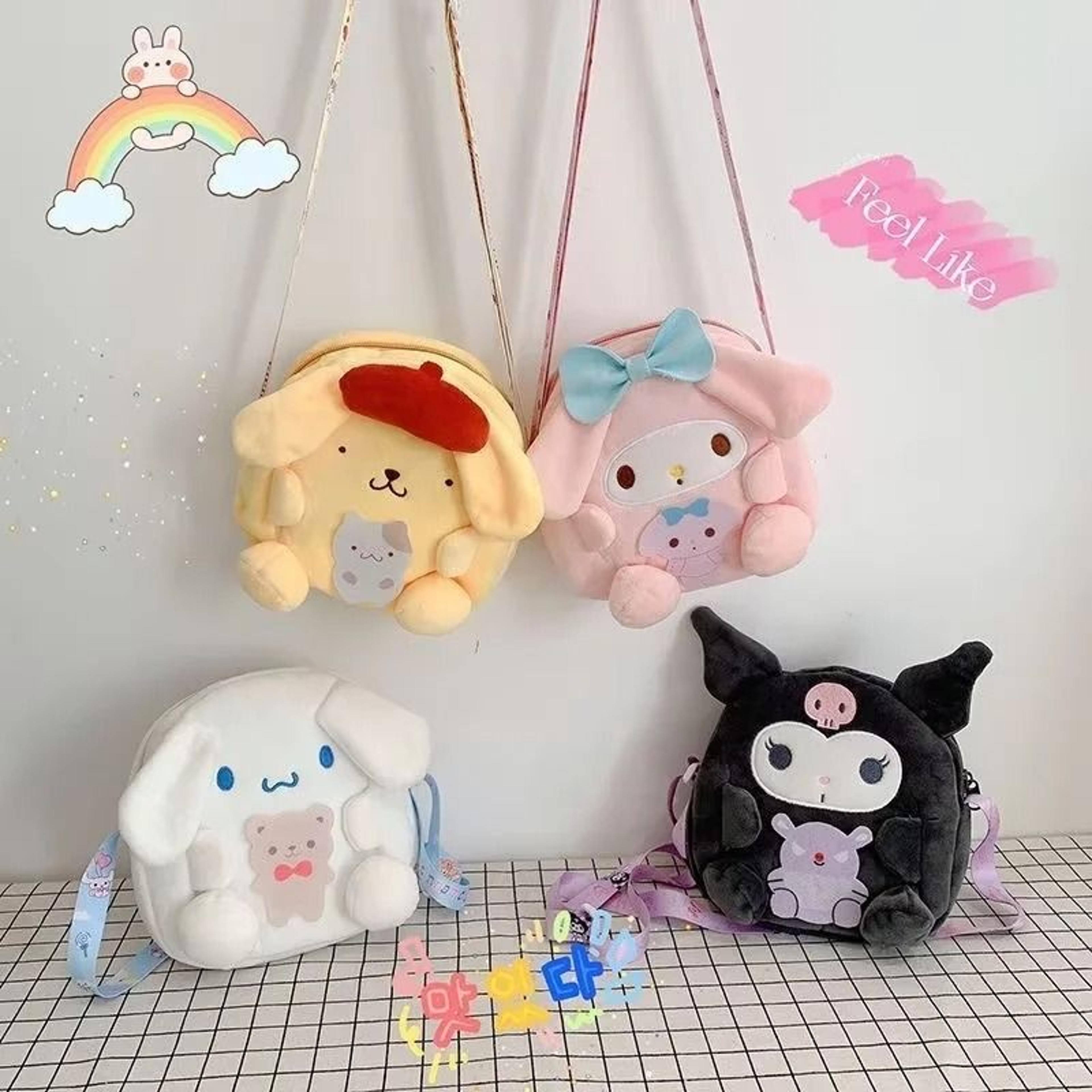 cute plush cartoon crossbody bag and cosmetic storage pouch for women and girls