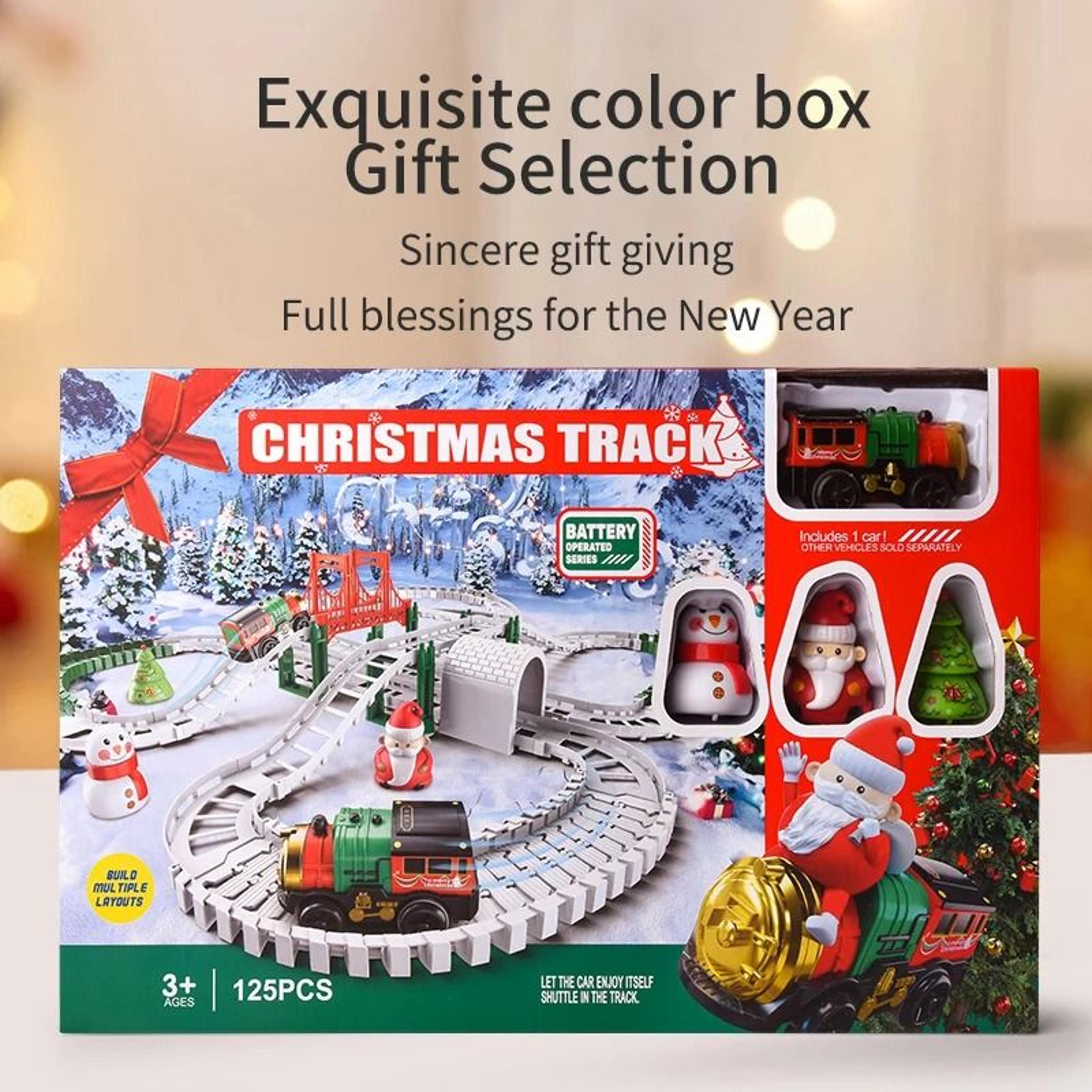 christmas electric track car train toy kids educational racing track set