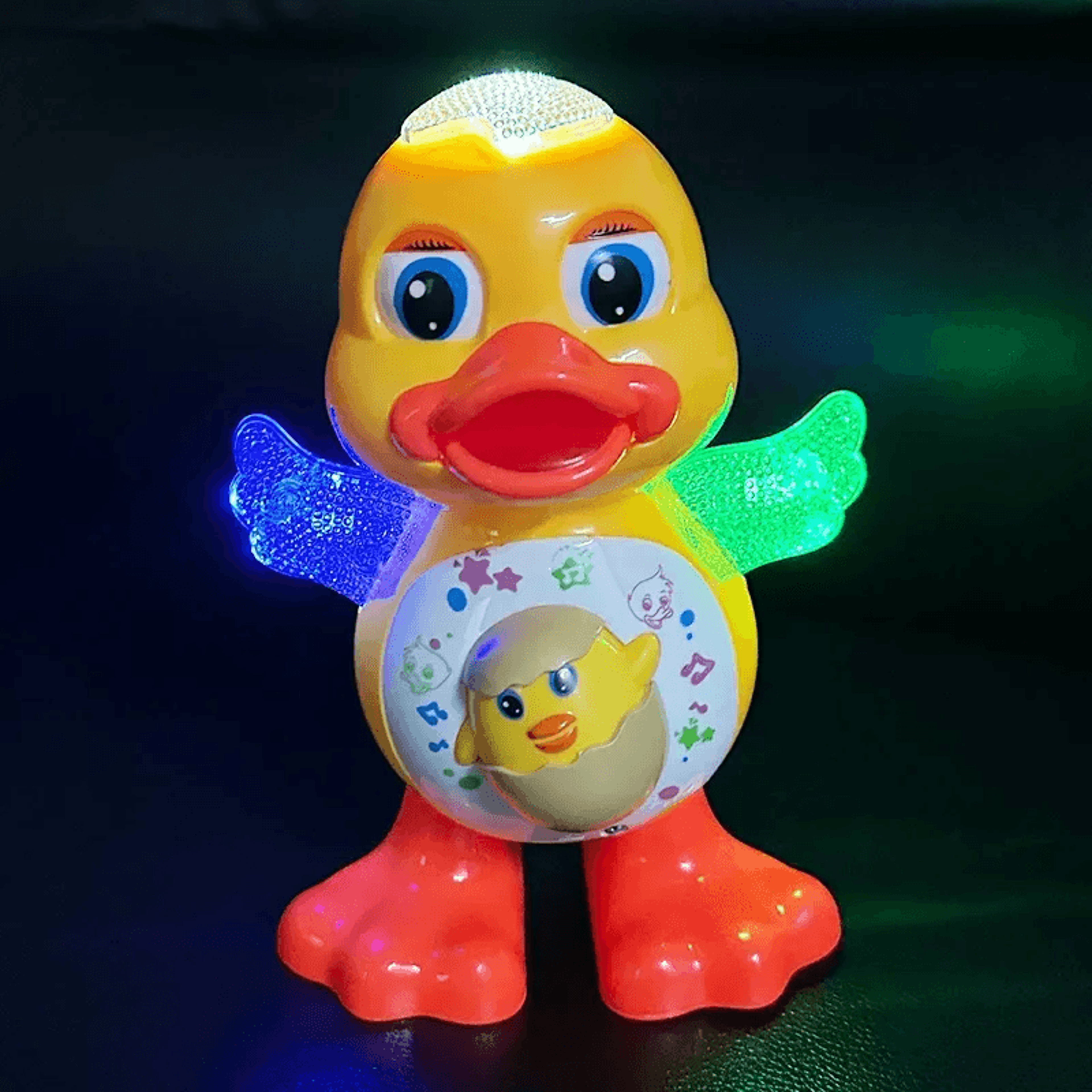 interactive dancing duck toy for toddlers, flashing lights, music, & motion fun