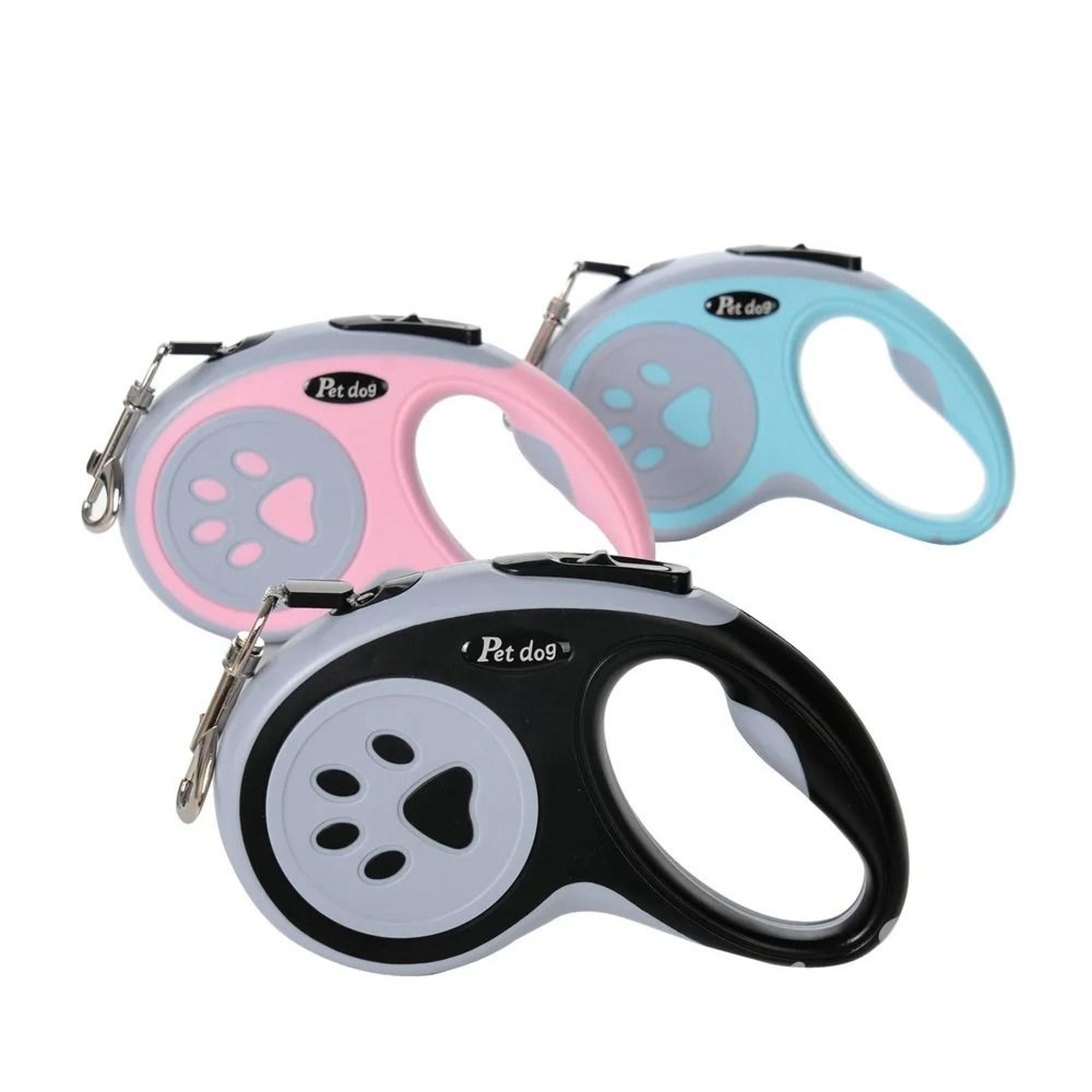 automatic retractable dog leash with paw print design for easy walking