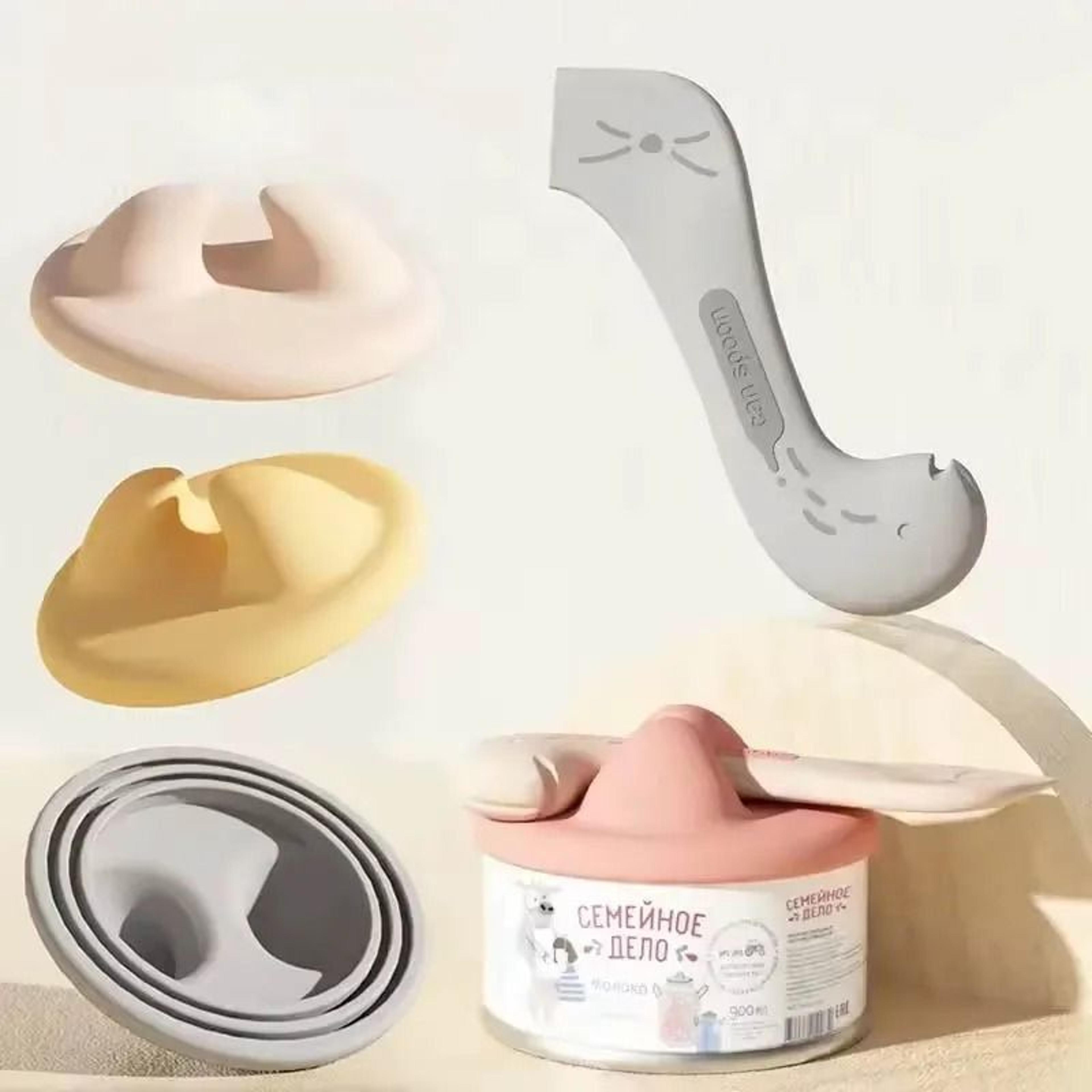multifunction pet feeding spoon with silicone can lid and opener
