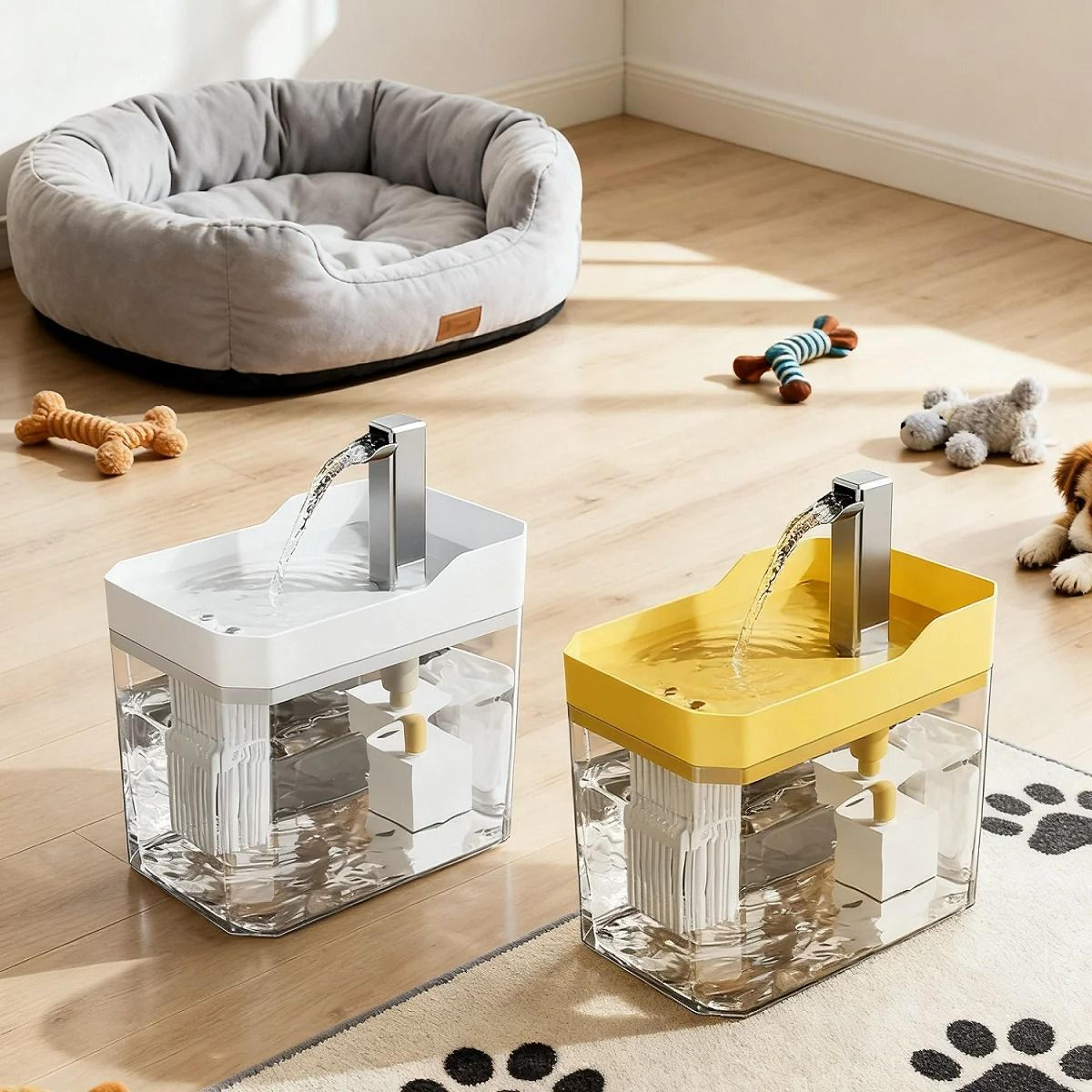 automatic pet feeder and waterer set with anti slip base and filter