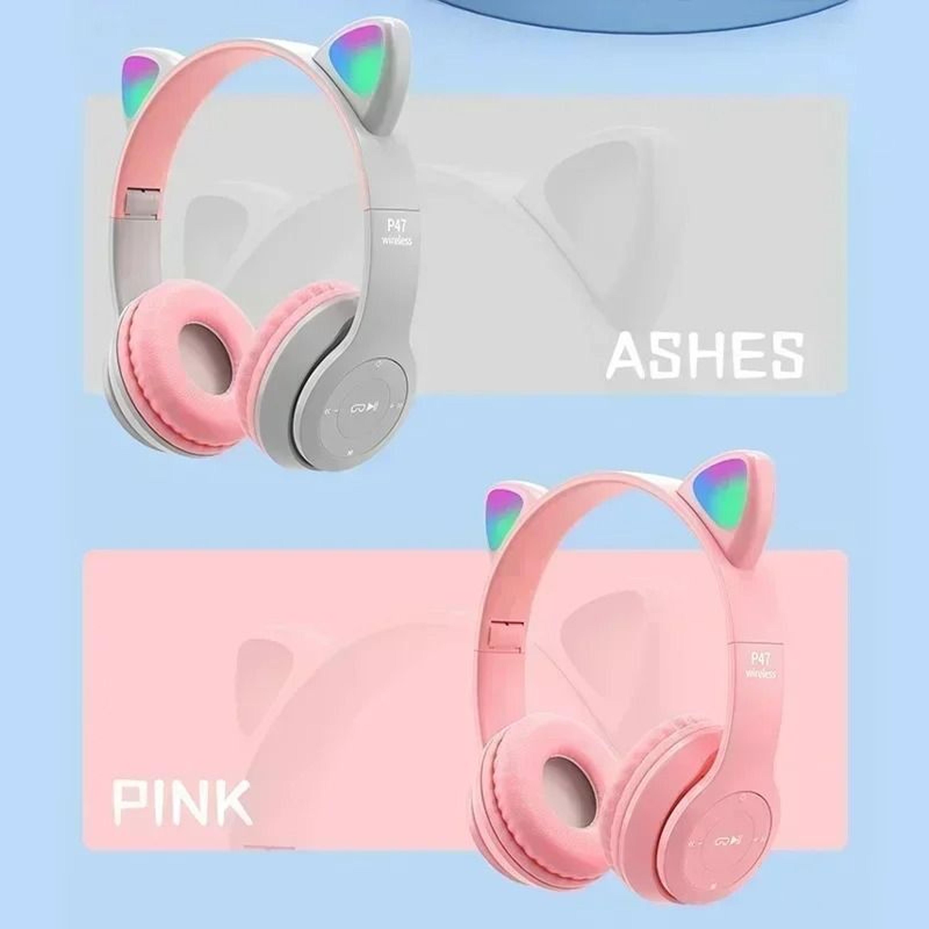 led cat ear bluetooth headphones with mic wireless stereo headset