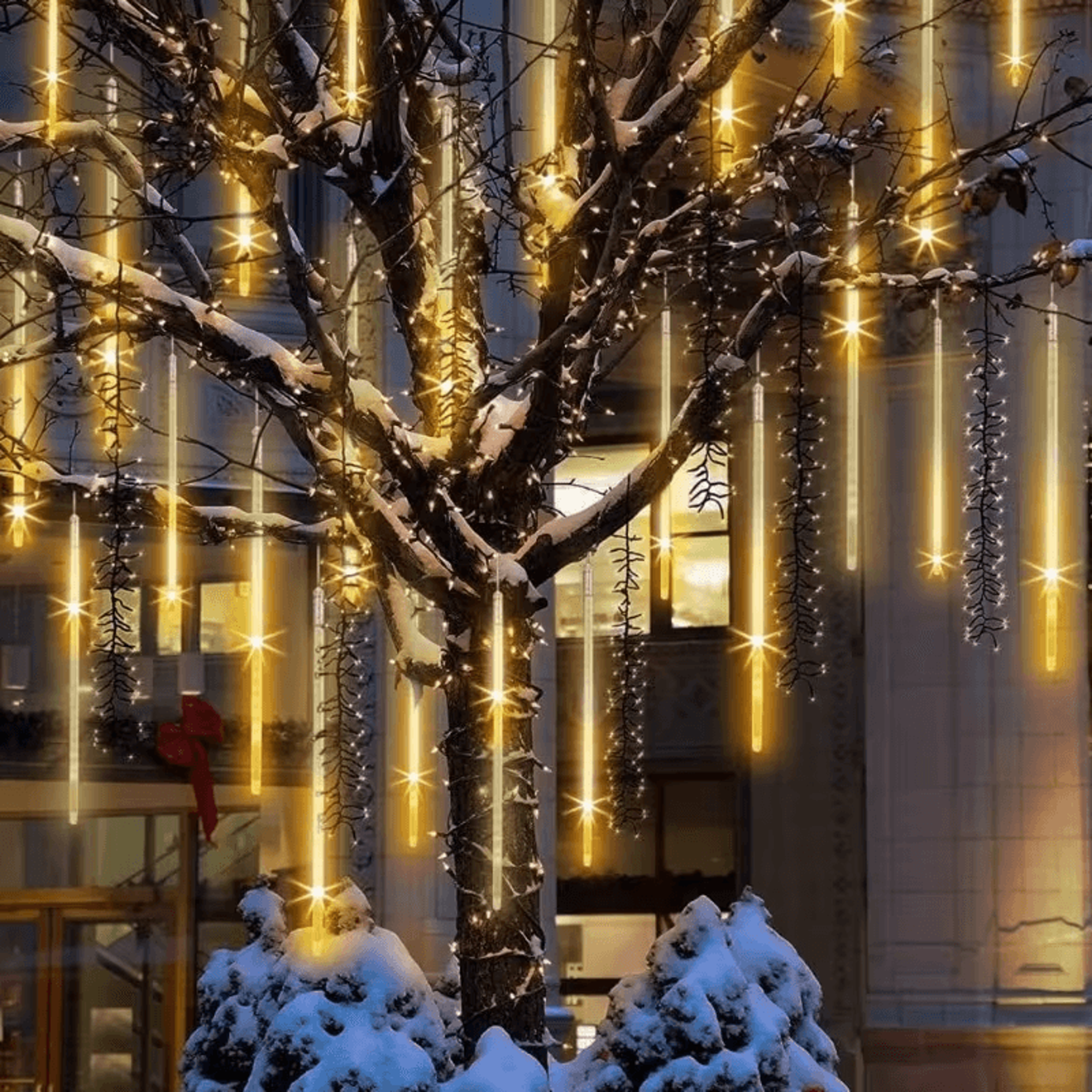 outdoor led dripping icicle lights, simulate falling snow for roofs & trees