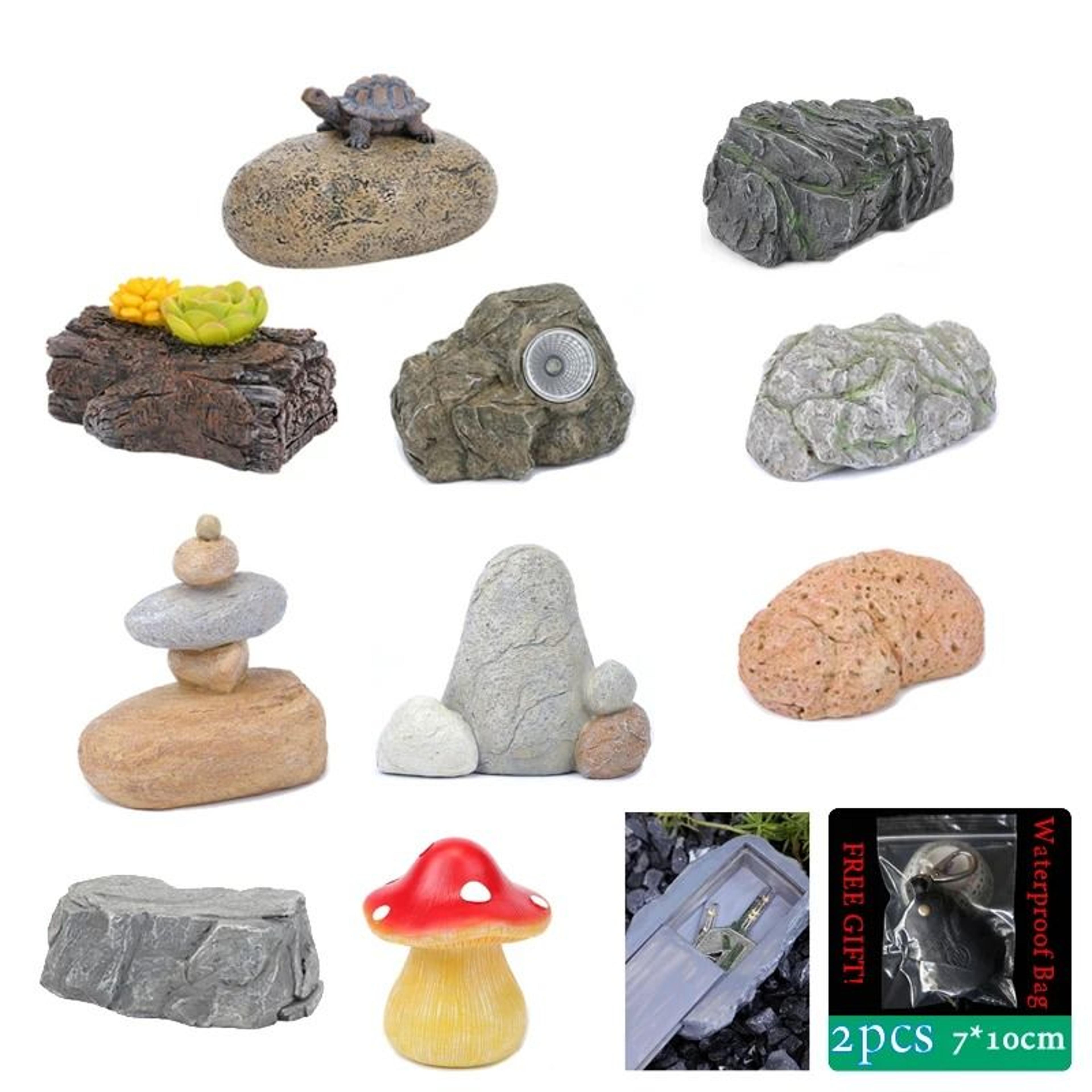 stone shape hidden key safe box with secret storage compartment
