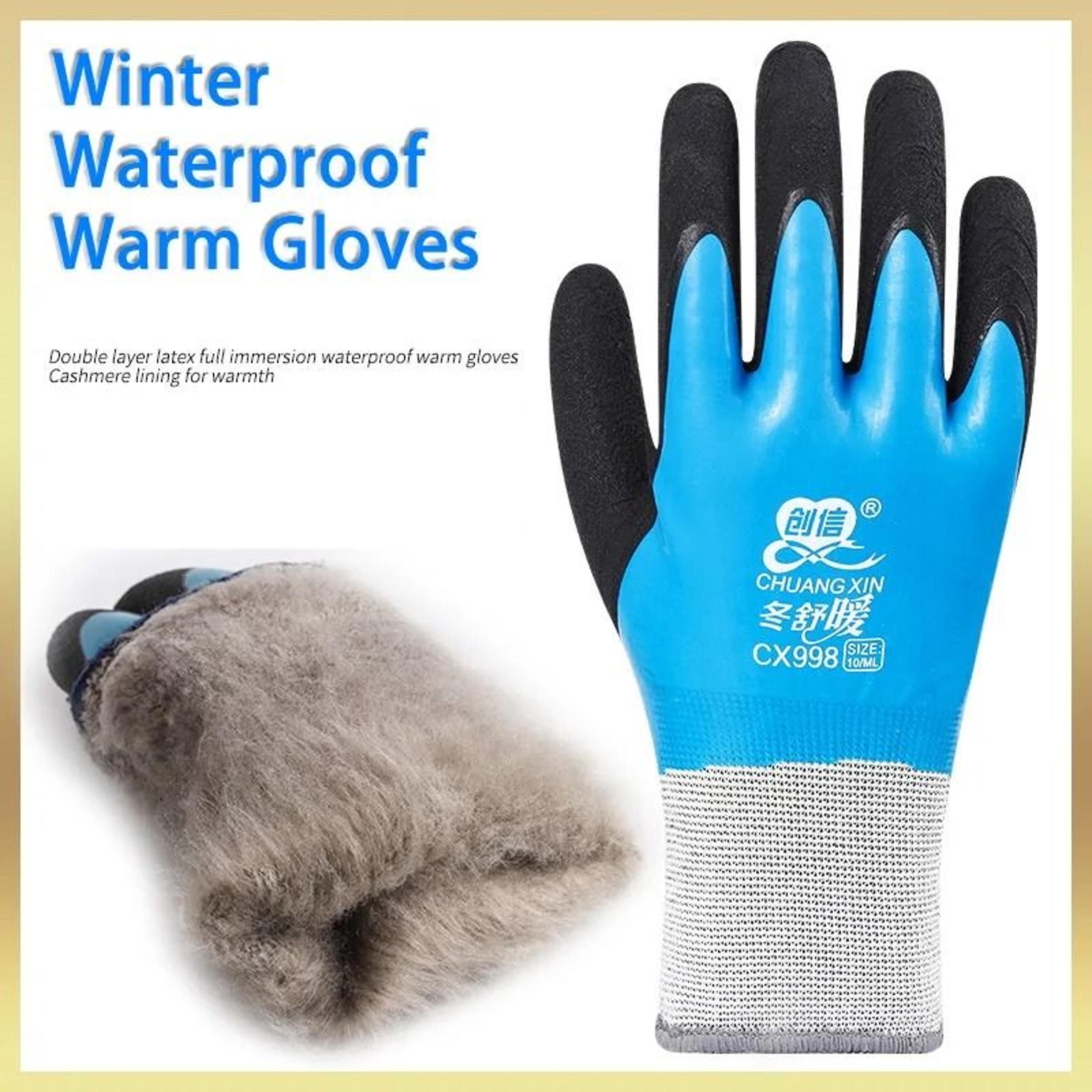 winter thermal waterproof work gloves with anti slip grip 10 pair set