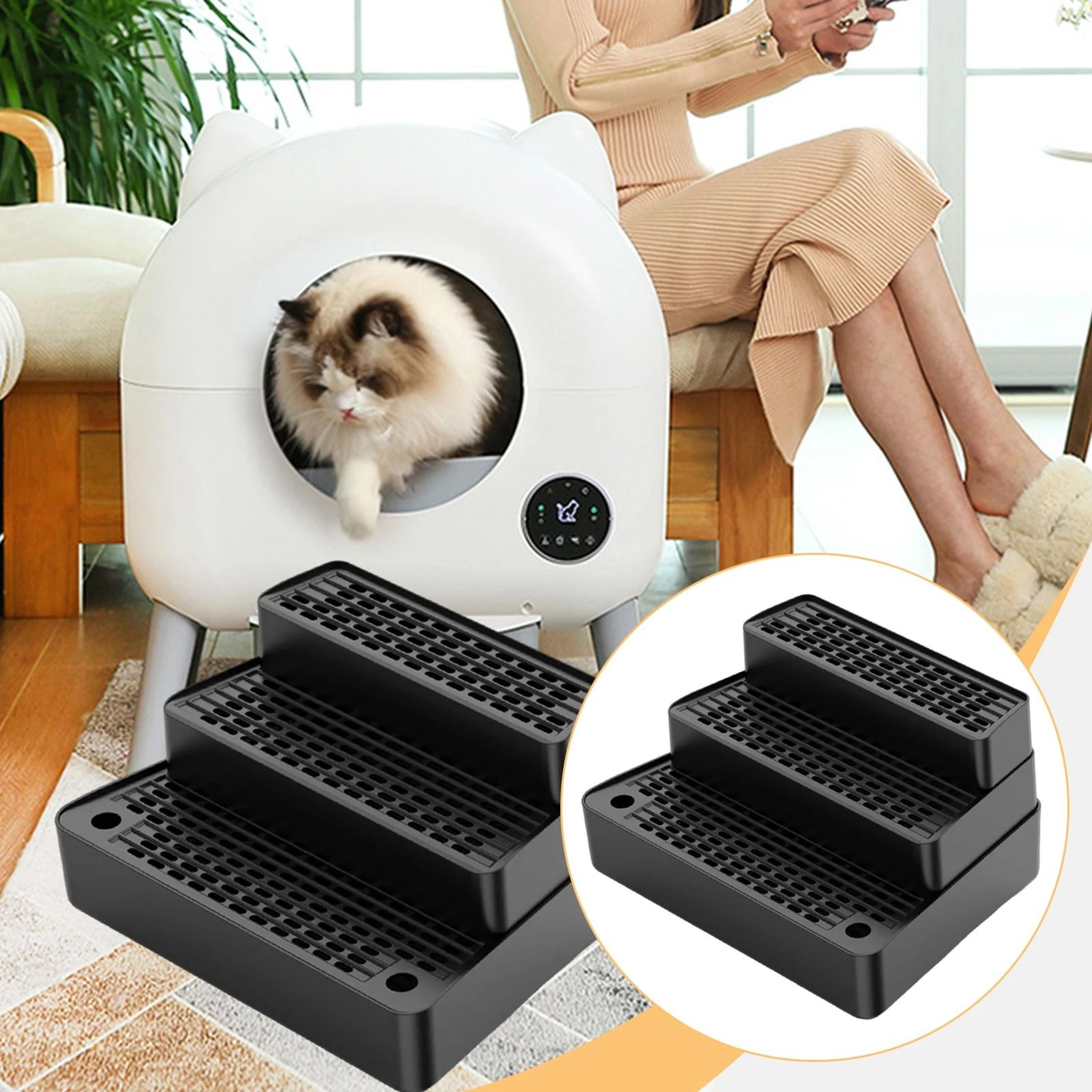 three step cat litter box ramp with non slip feet filter