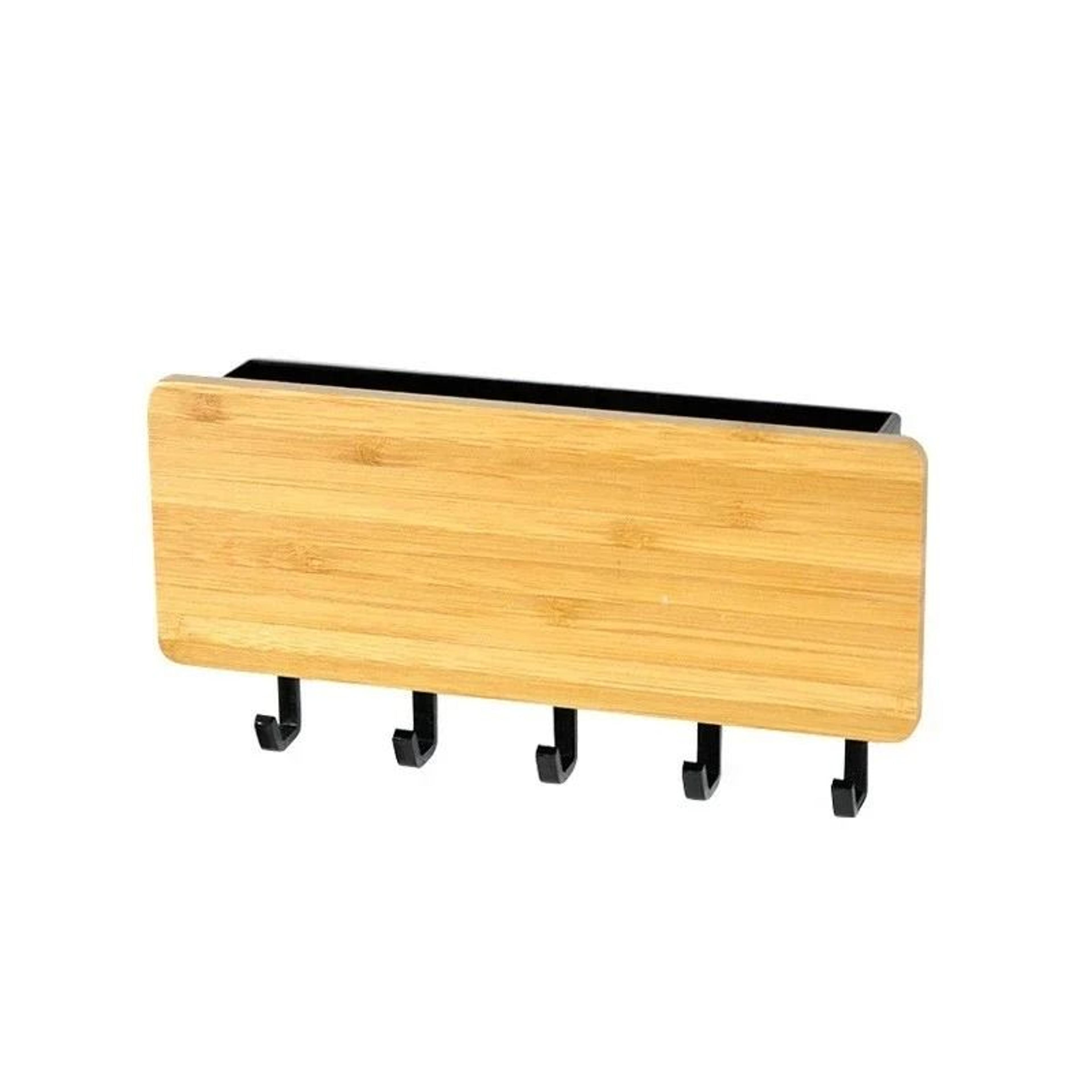 wall hanging bamboo key hanger organizer with hooks for entryway