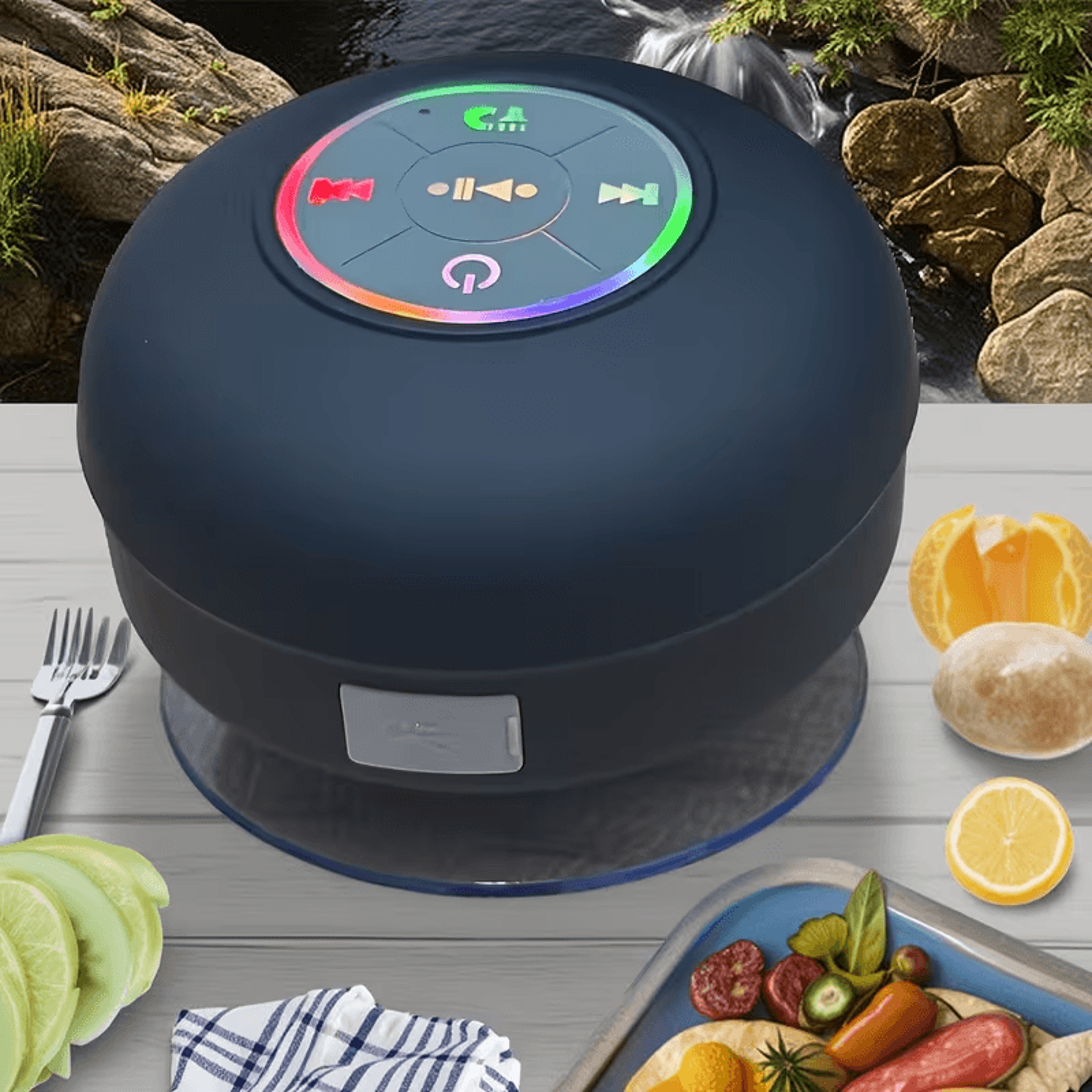 aquasound waterproof bluetooth speaker, music for showers, pools & outdoors