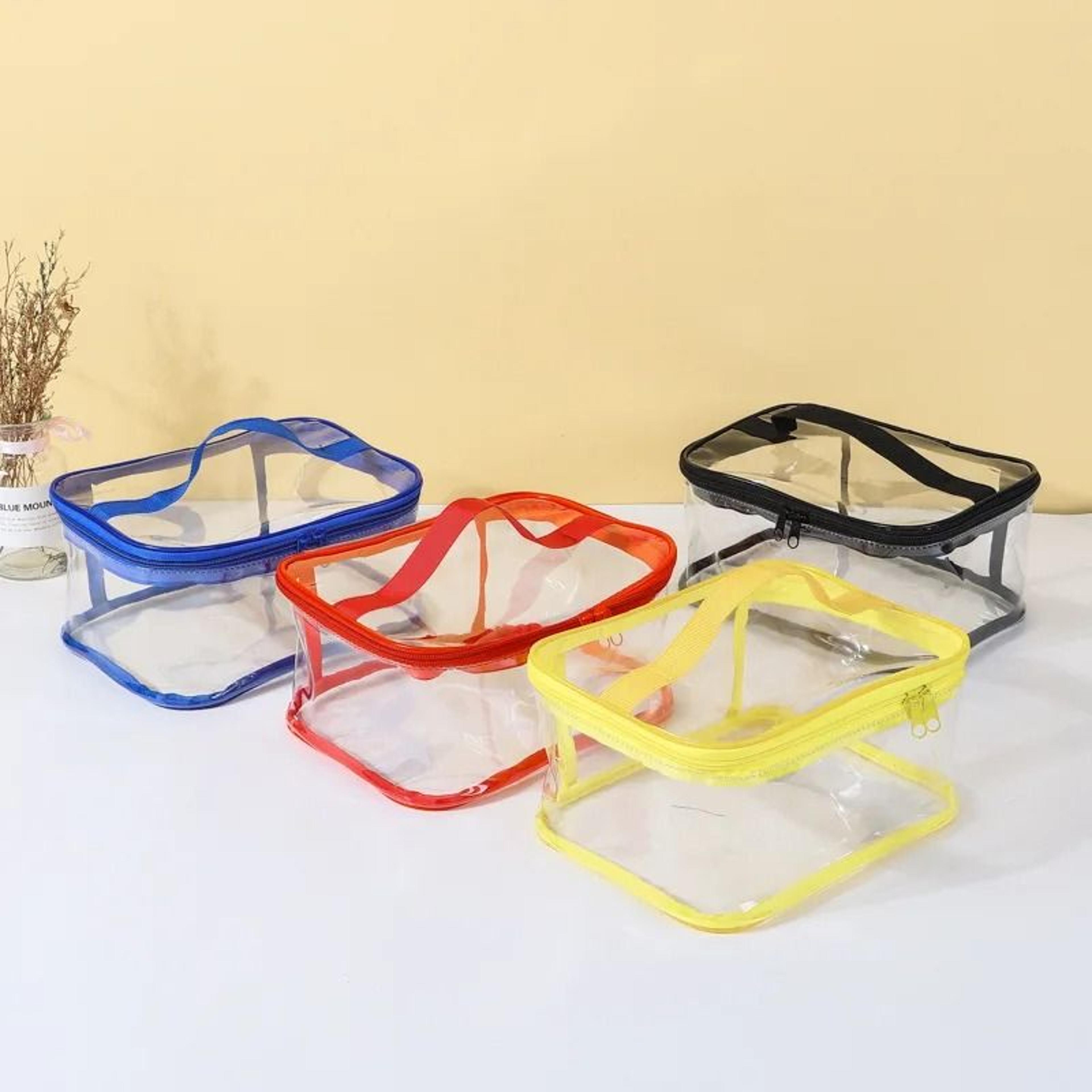 transparent storage bag with zipper and carry handle portable organizer pouch