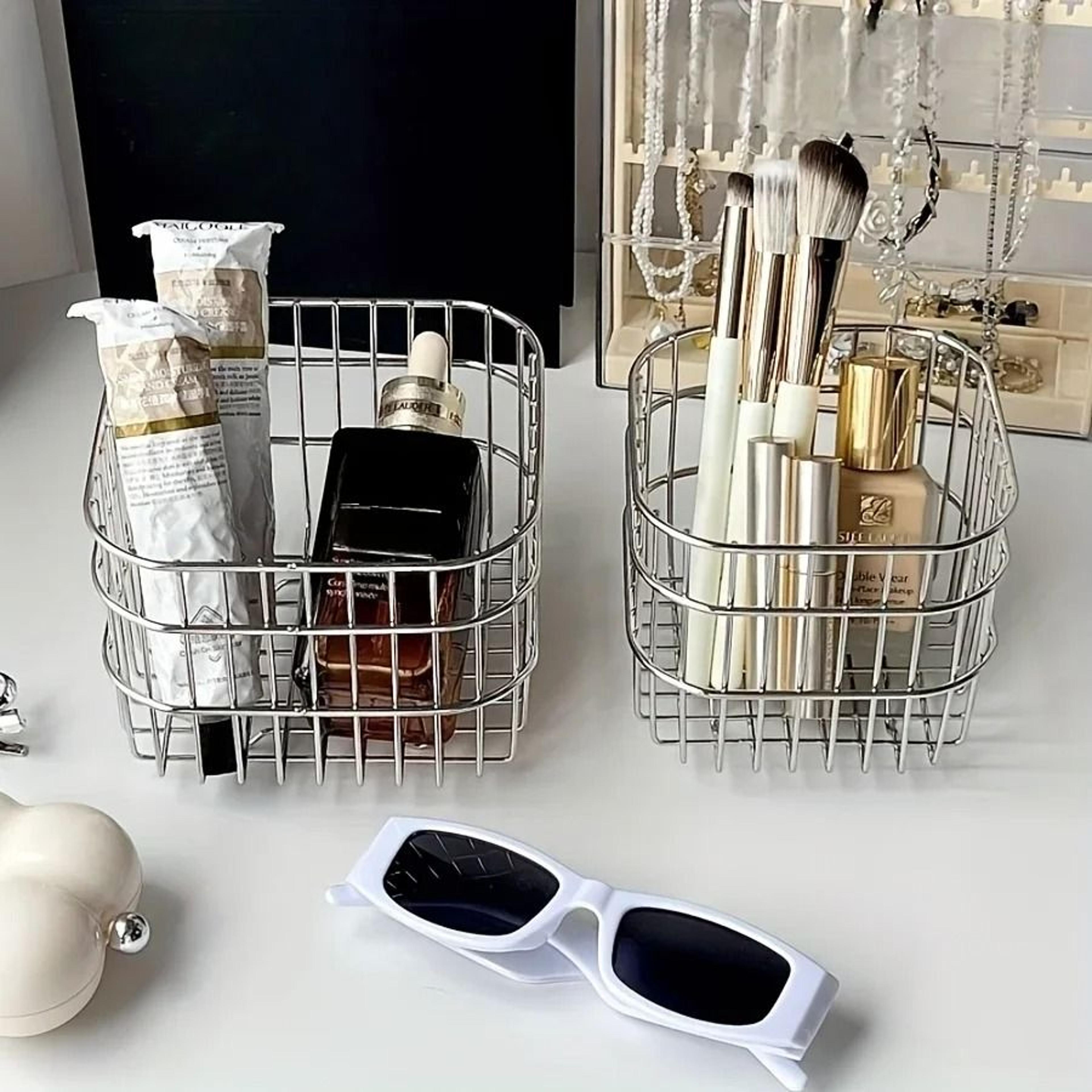 stainless steel storage basket multi purpose organizer for bathroom kitchen and desk