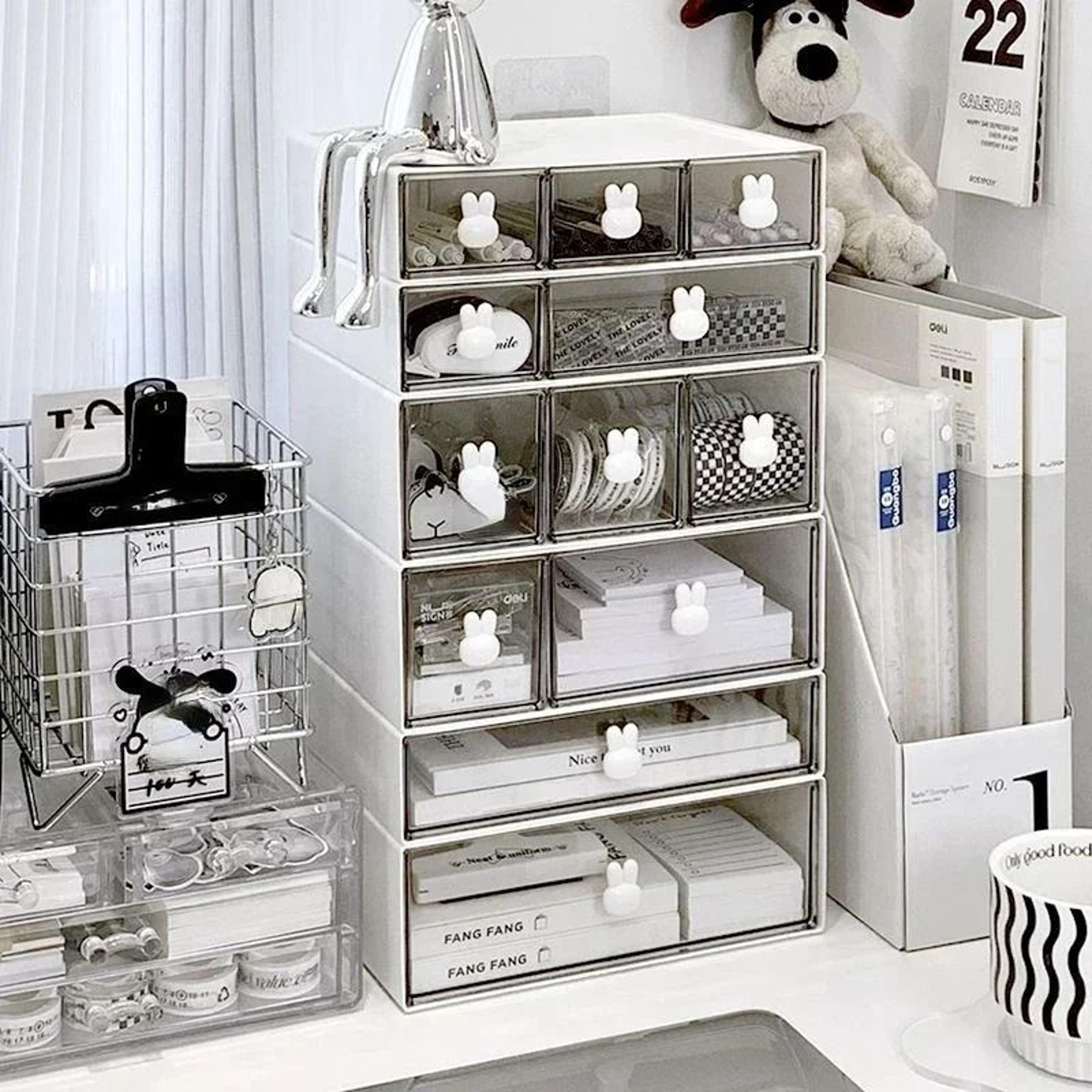 cute desktop stationery organizer with drawers multi compartment pencil storage box