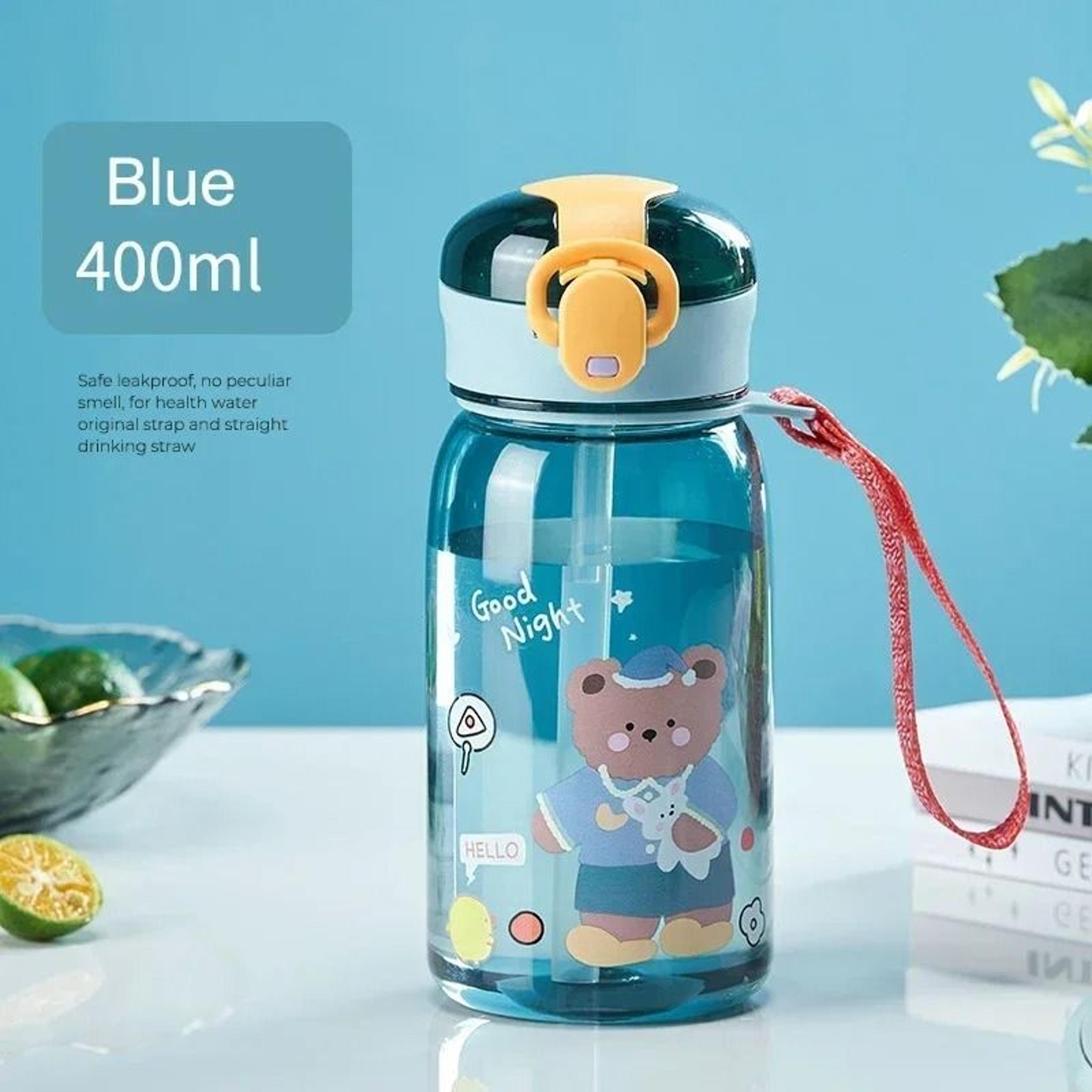 kids sippy cup with straw cute bear leakproof water bottle for children