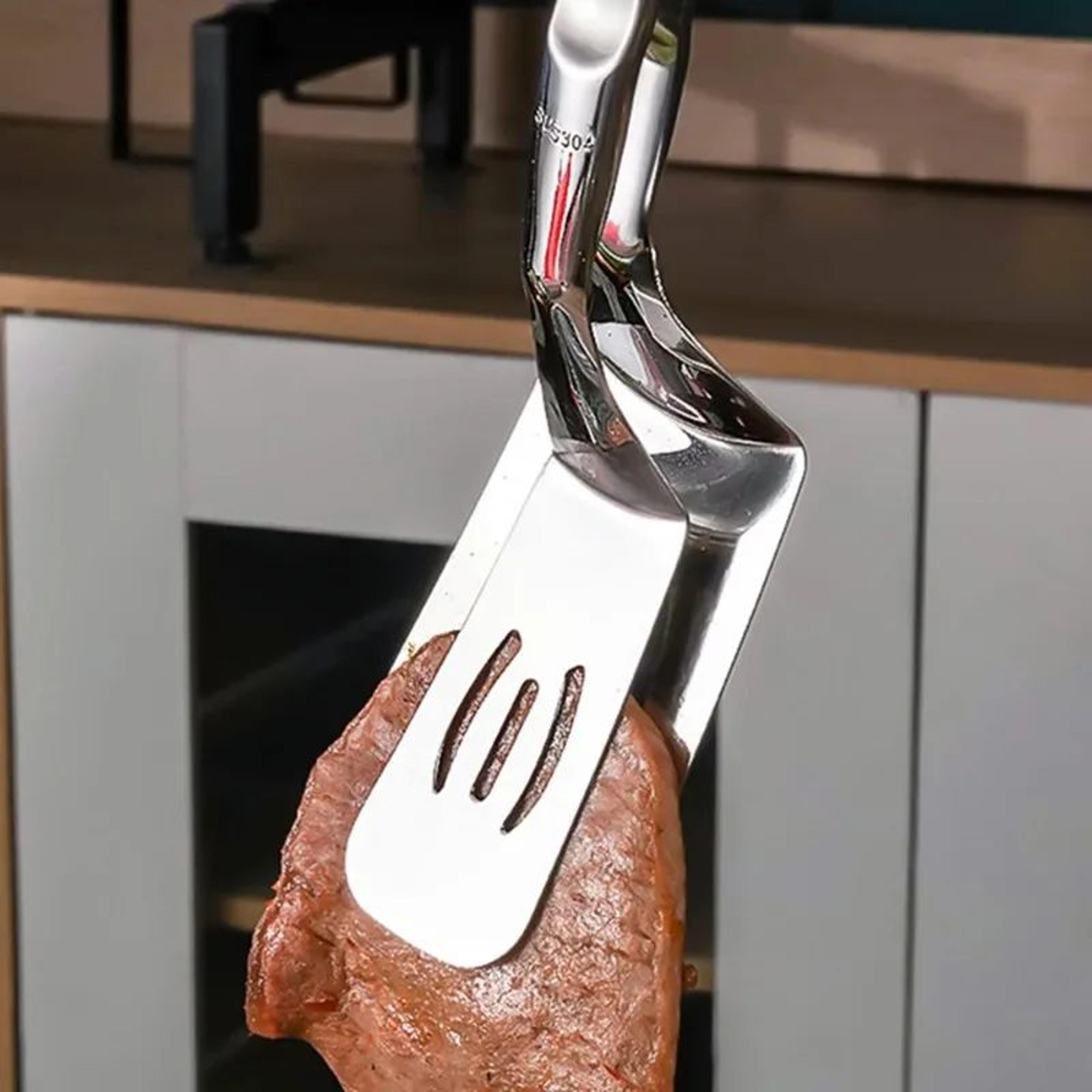premium stainless steel slotted tongs for grilling & cooking | non-slip bbq tool