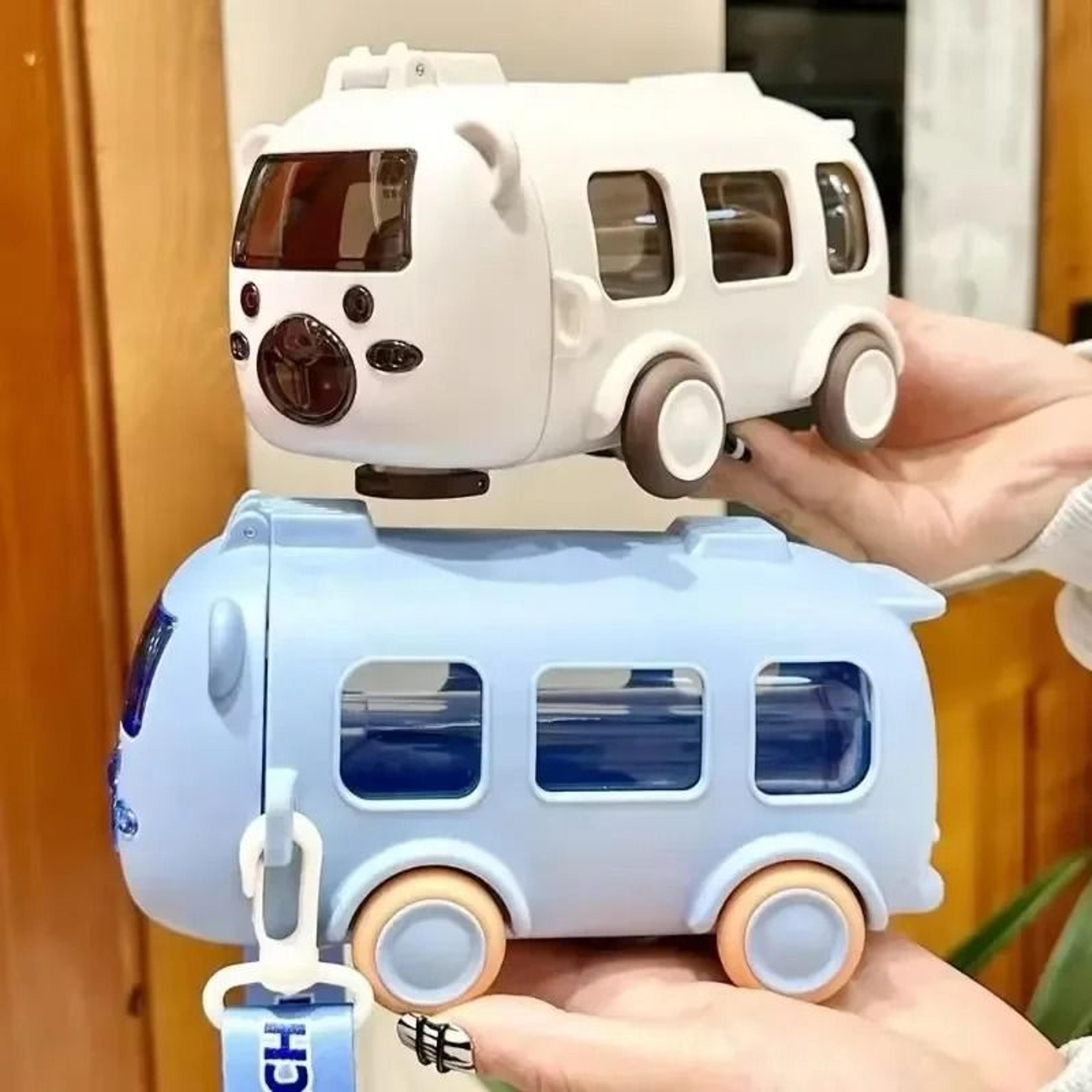 cartoon bus kids straw water bottle large capacity portable drink cup