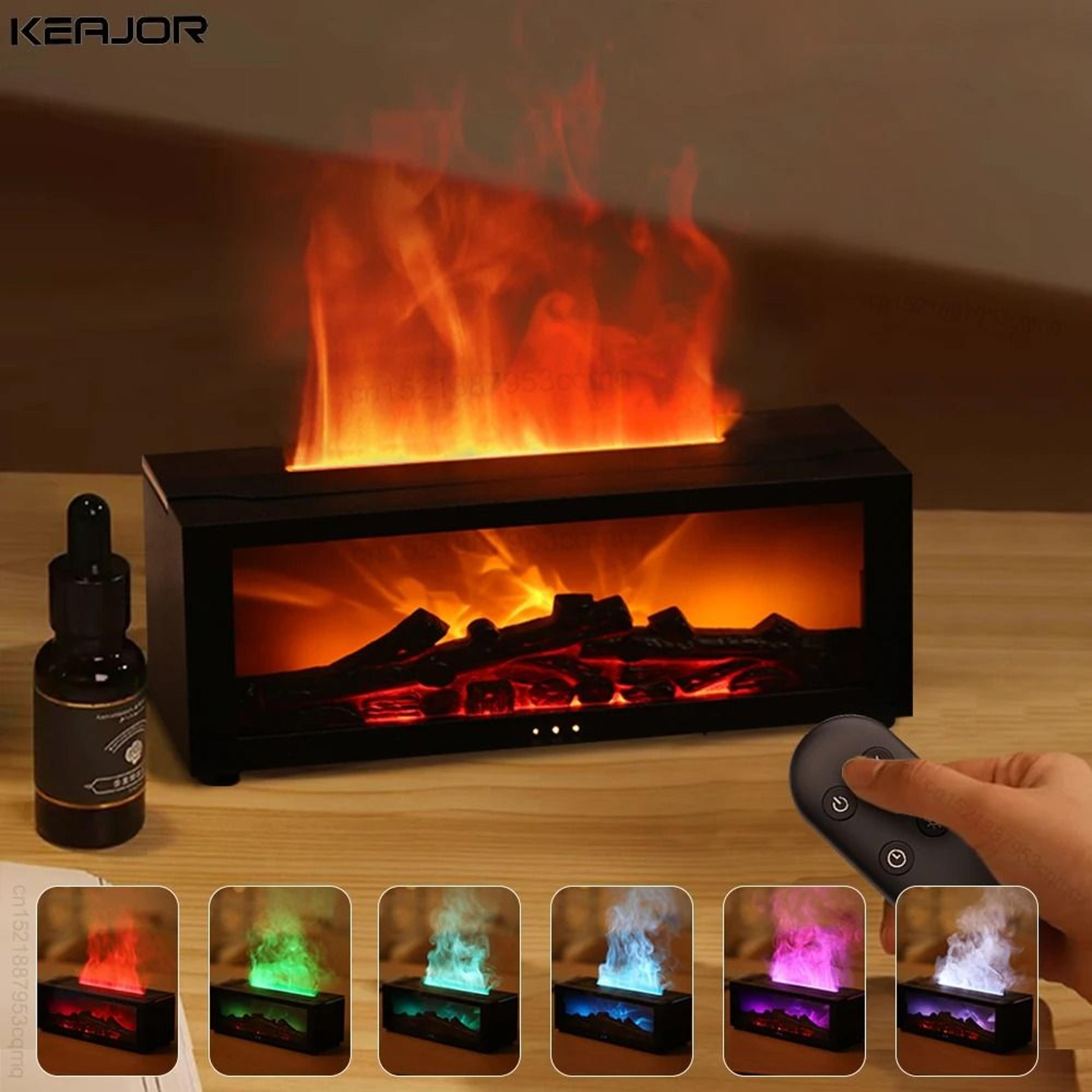 flame effect aroma humidifier essential oil diffuser with rgb light and remote control