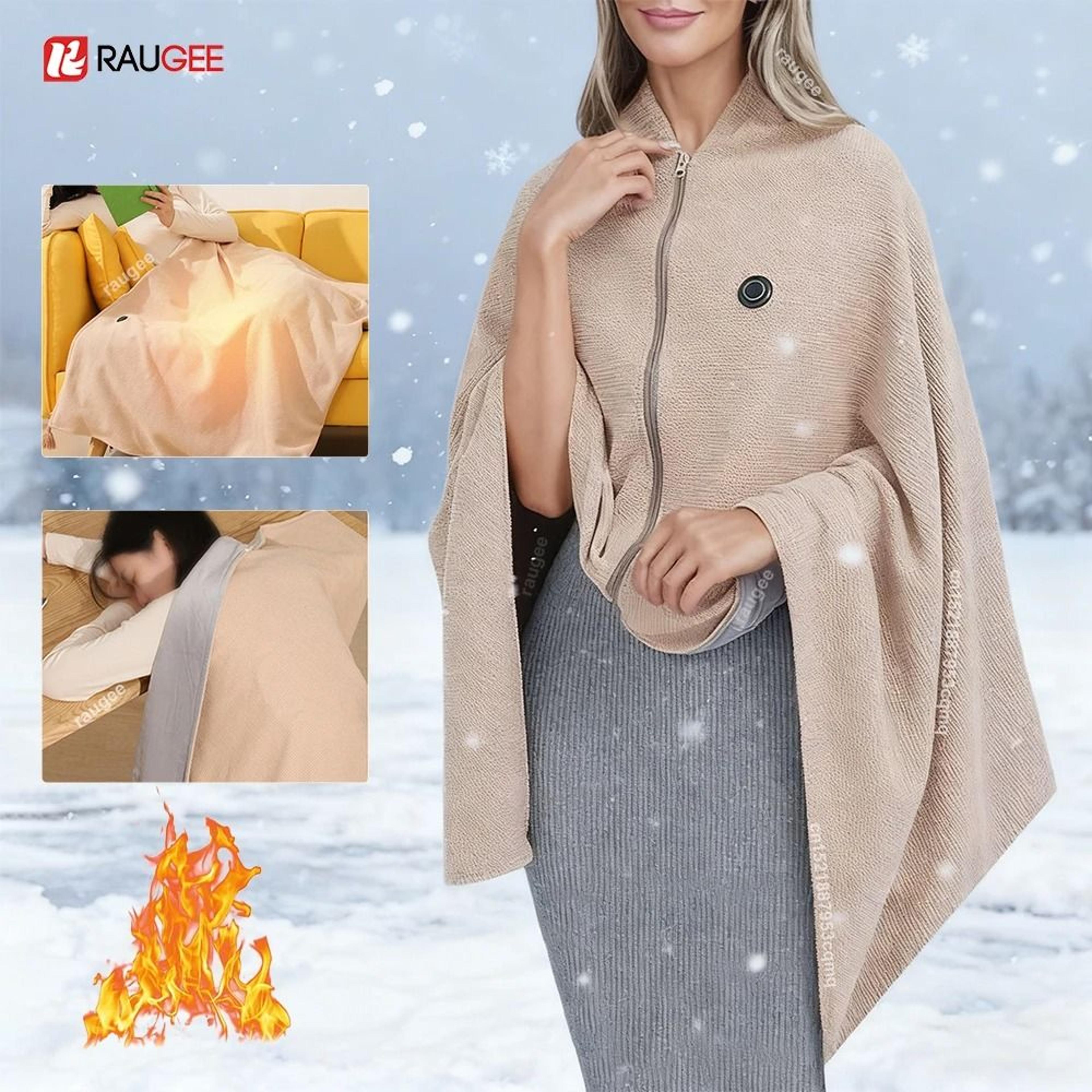 usb wearable heated blanket rechargeable electric shoulder warmer with 3 heat settings