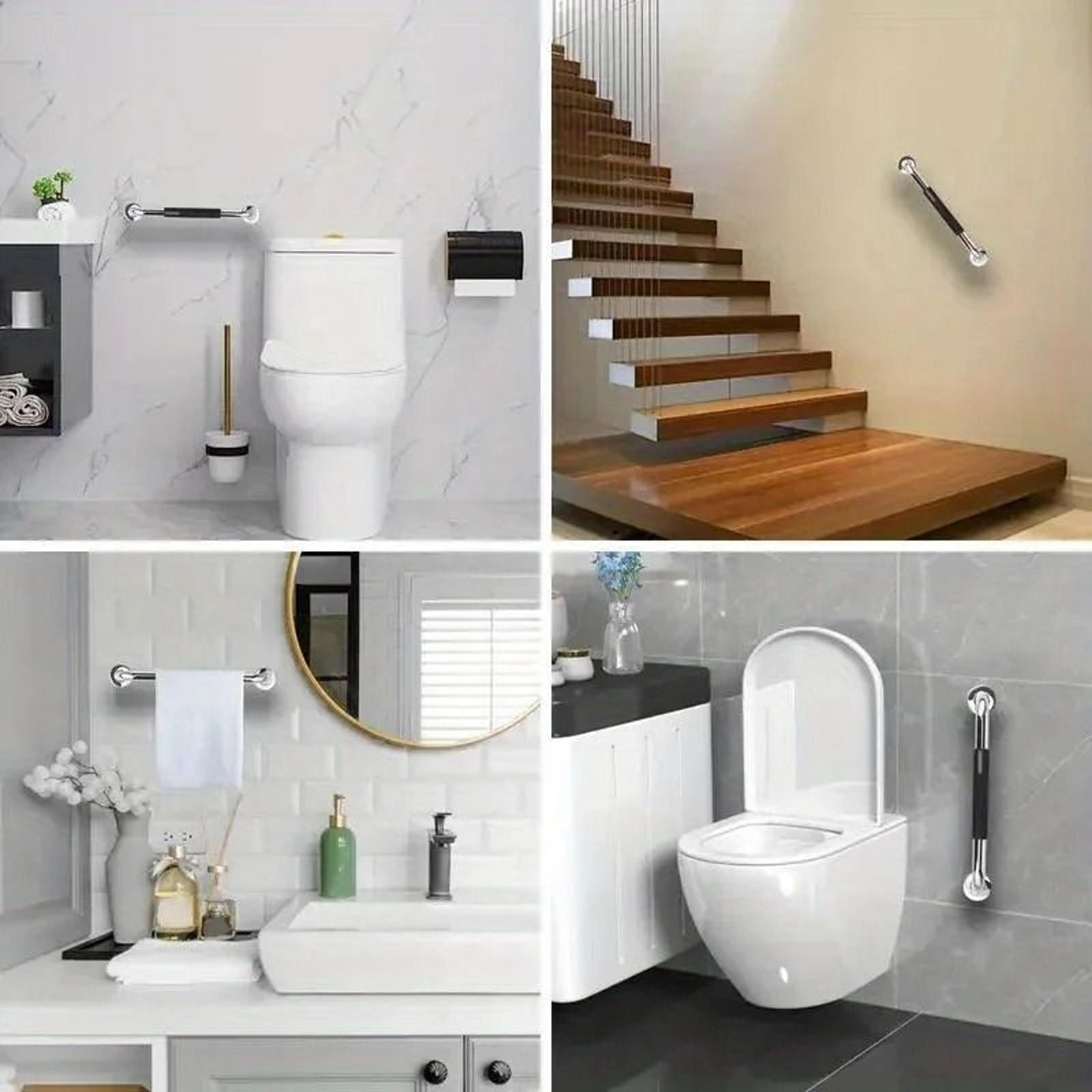 stainless steel shower grab bar with non slip silicone grip for bathroom safety
