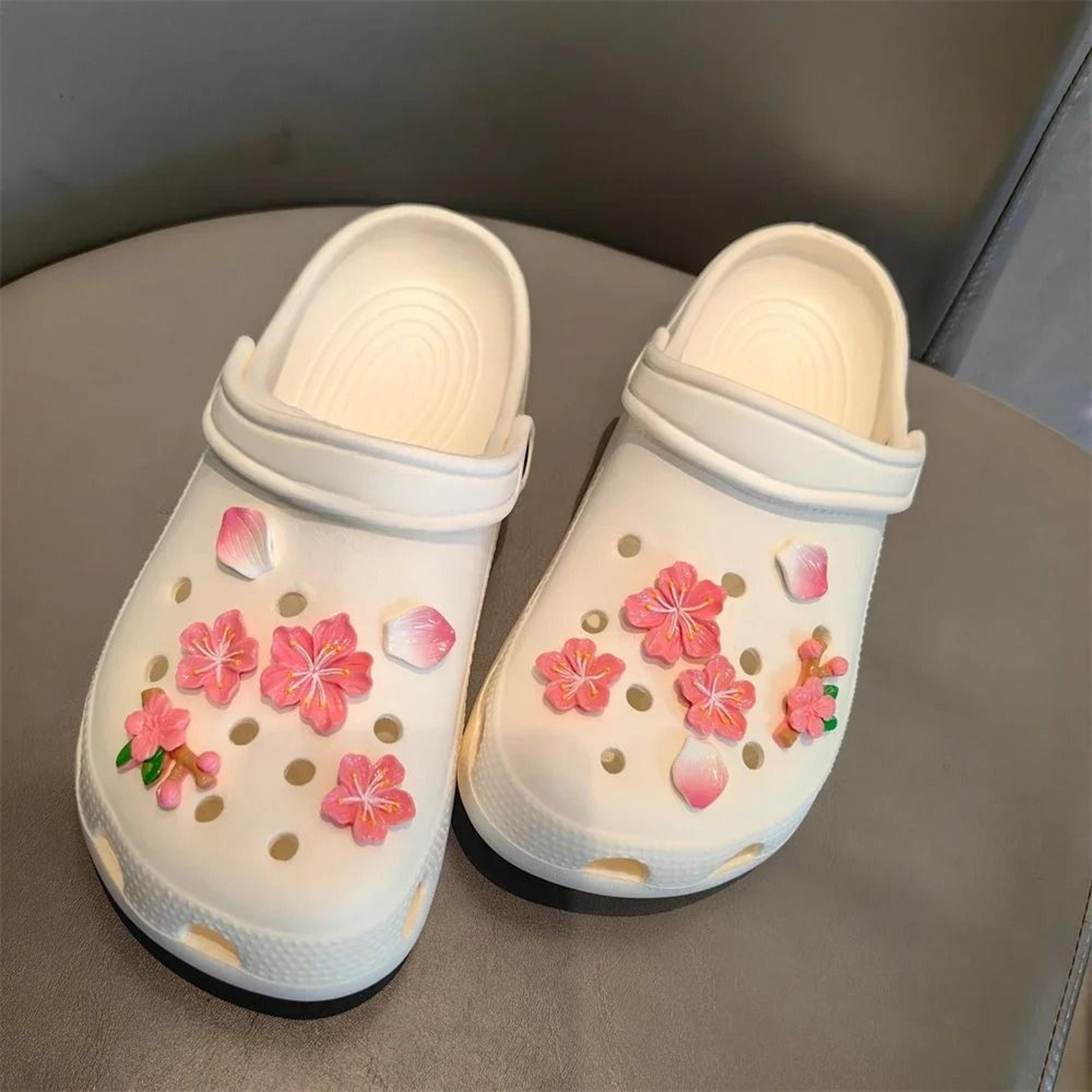 purple flower shoe charms cute clog decoration accessories