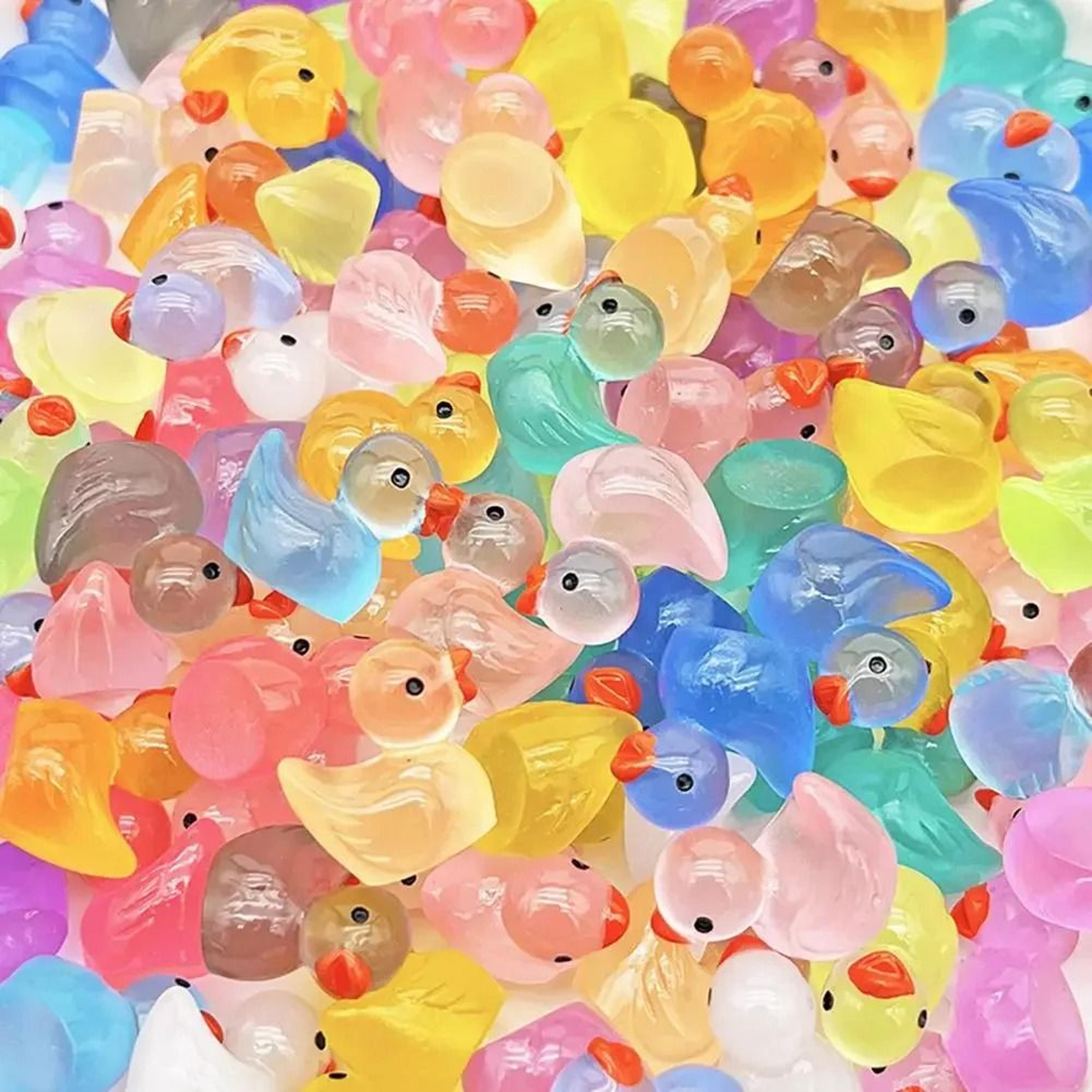 mini luminous duck figurines resin fairy garden decor set