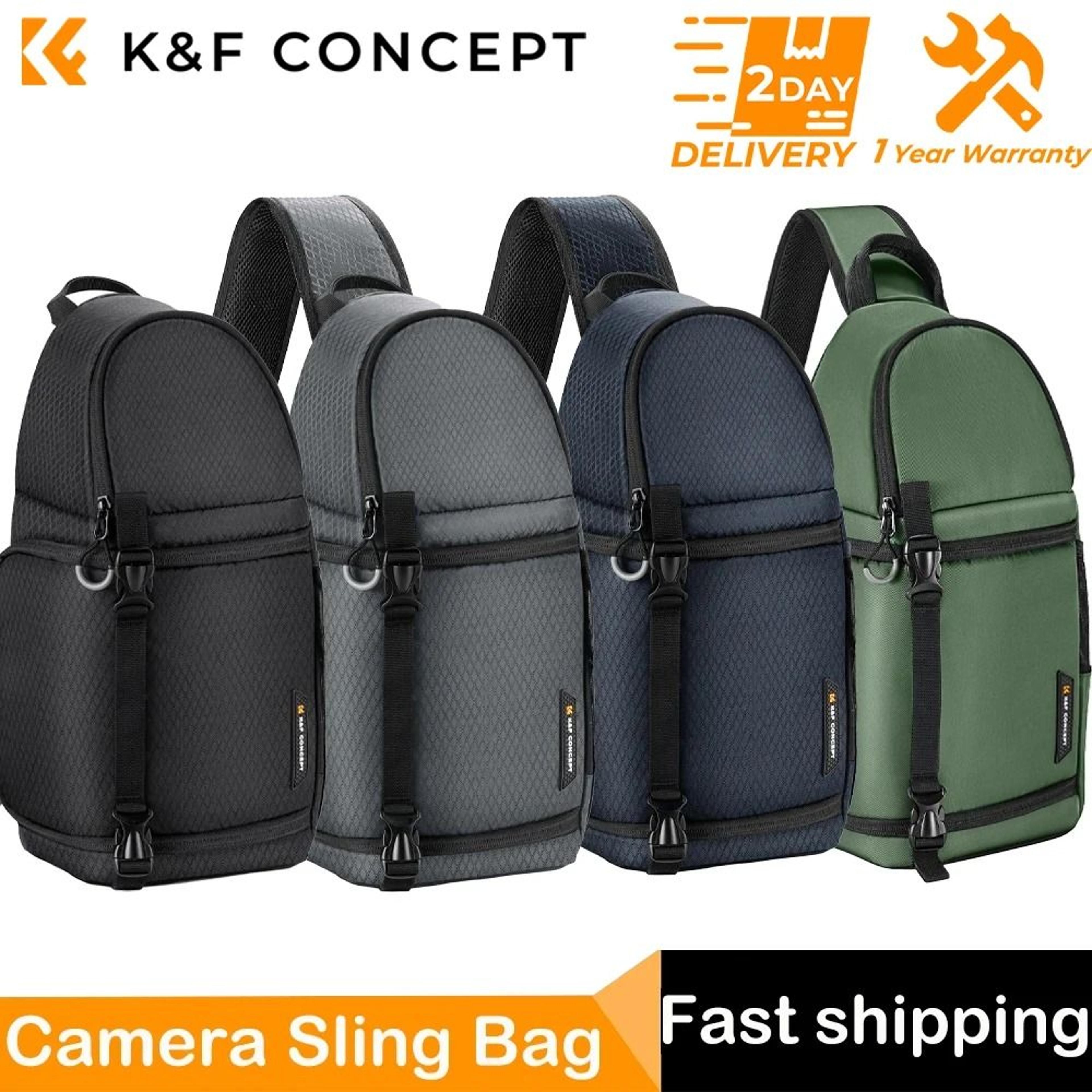 k and f concept waterproof camera backpack sling bag 10l for dslr and mirrorless cameras