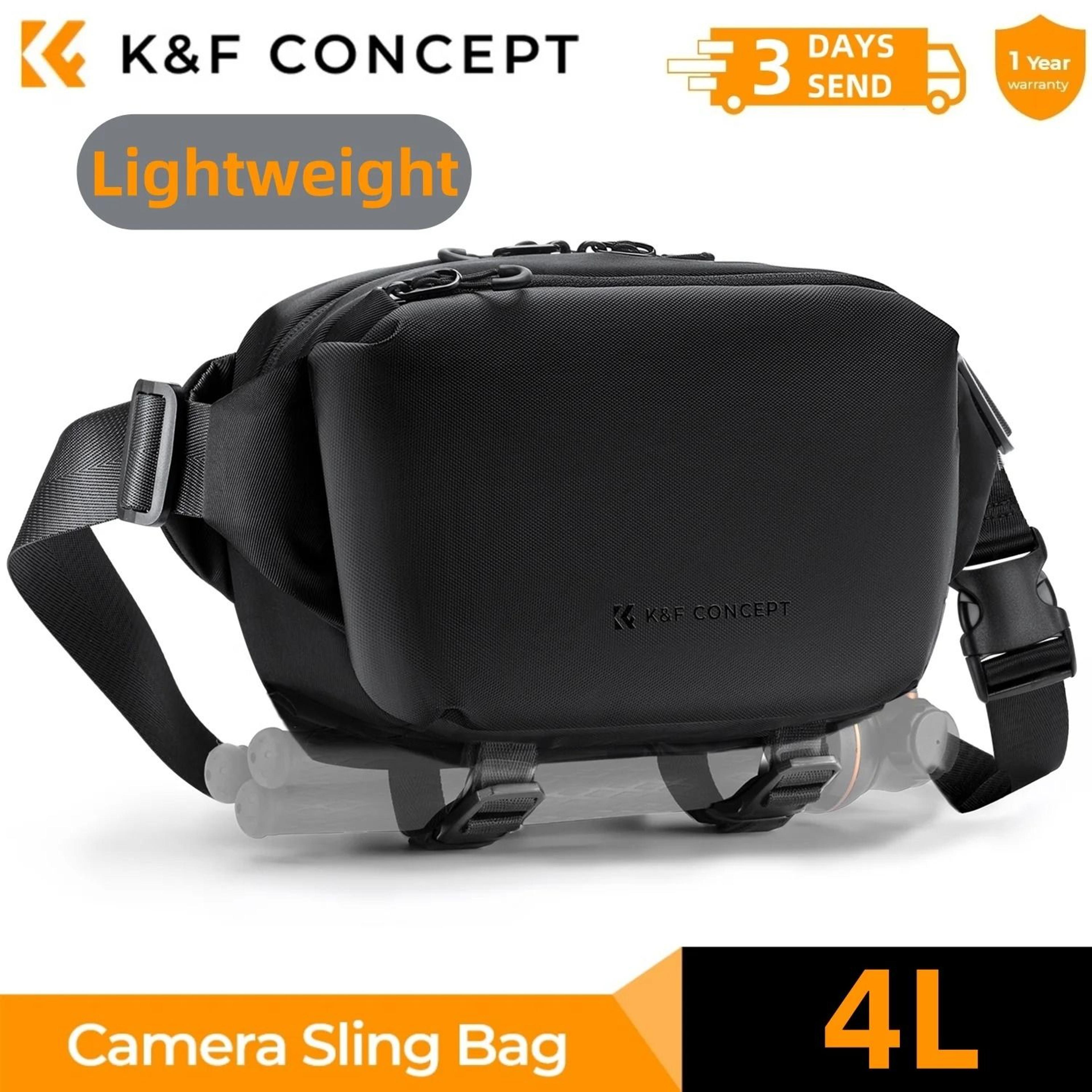 k and f concept lightweight camera sling bag 4l for travel photography and dslr cameras
