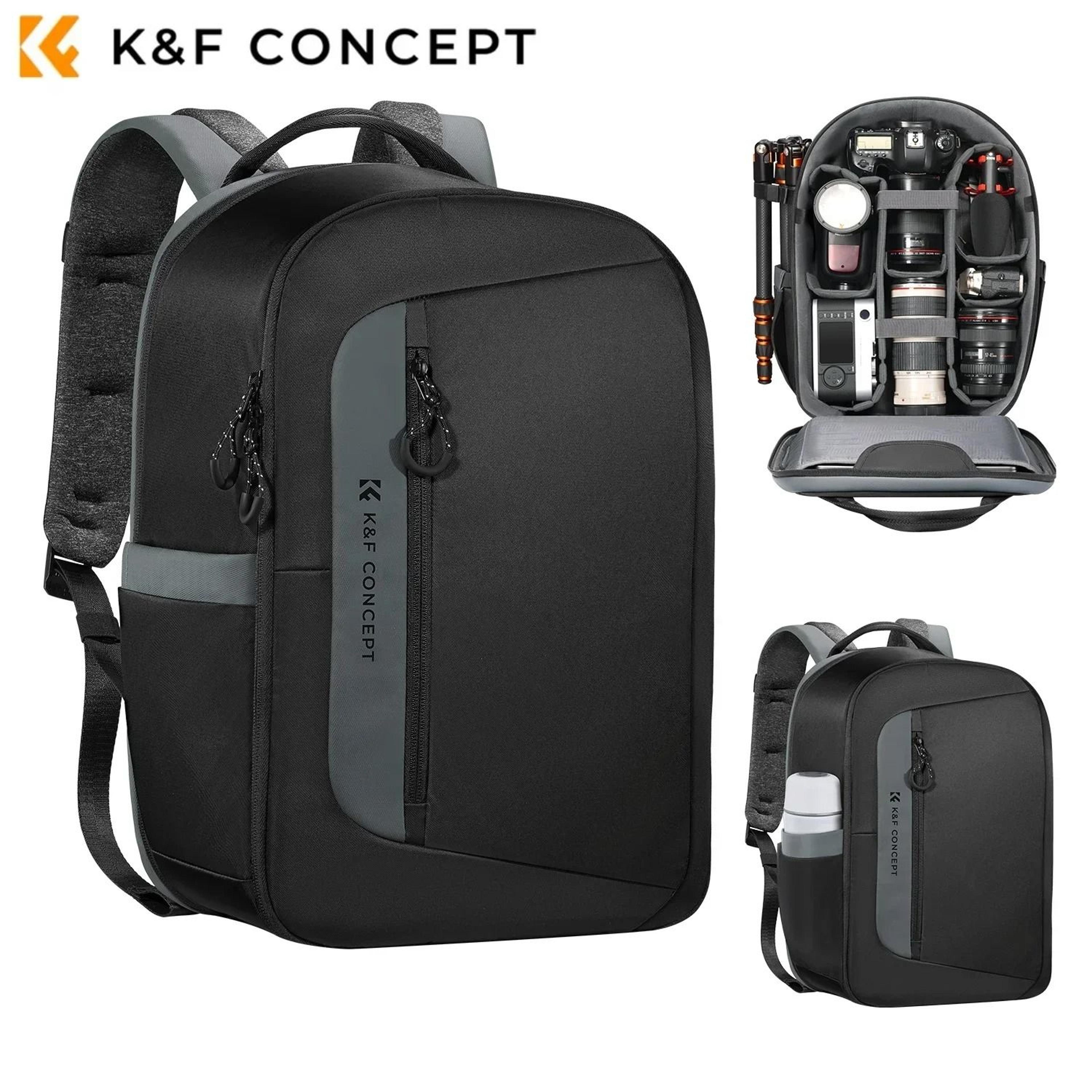 k and f concept 22l waterproof camera backpack for dslr and mirrorless photography