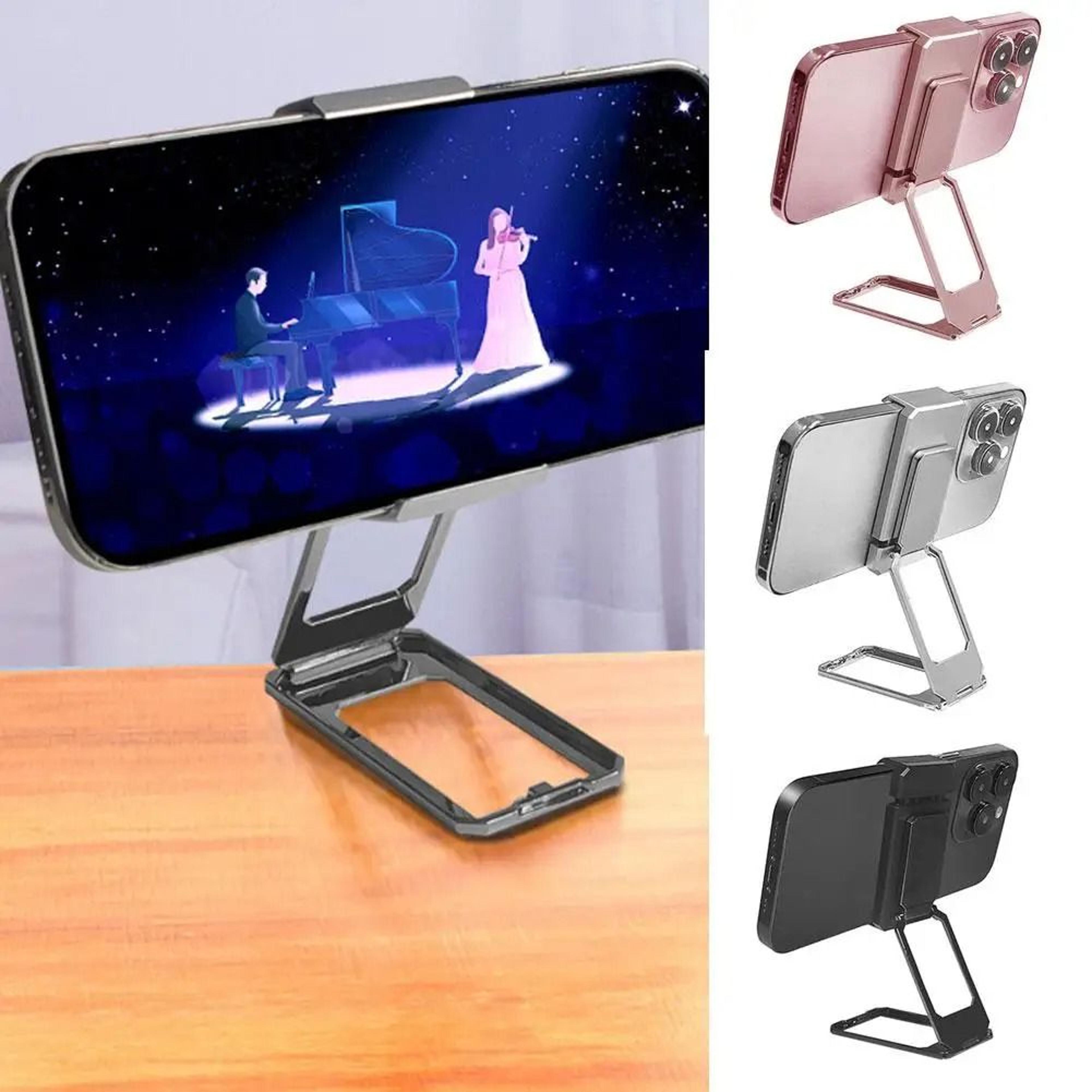 portable aluminum phone stand folding desktop phone holder stand with back clip