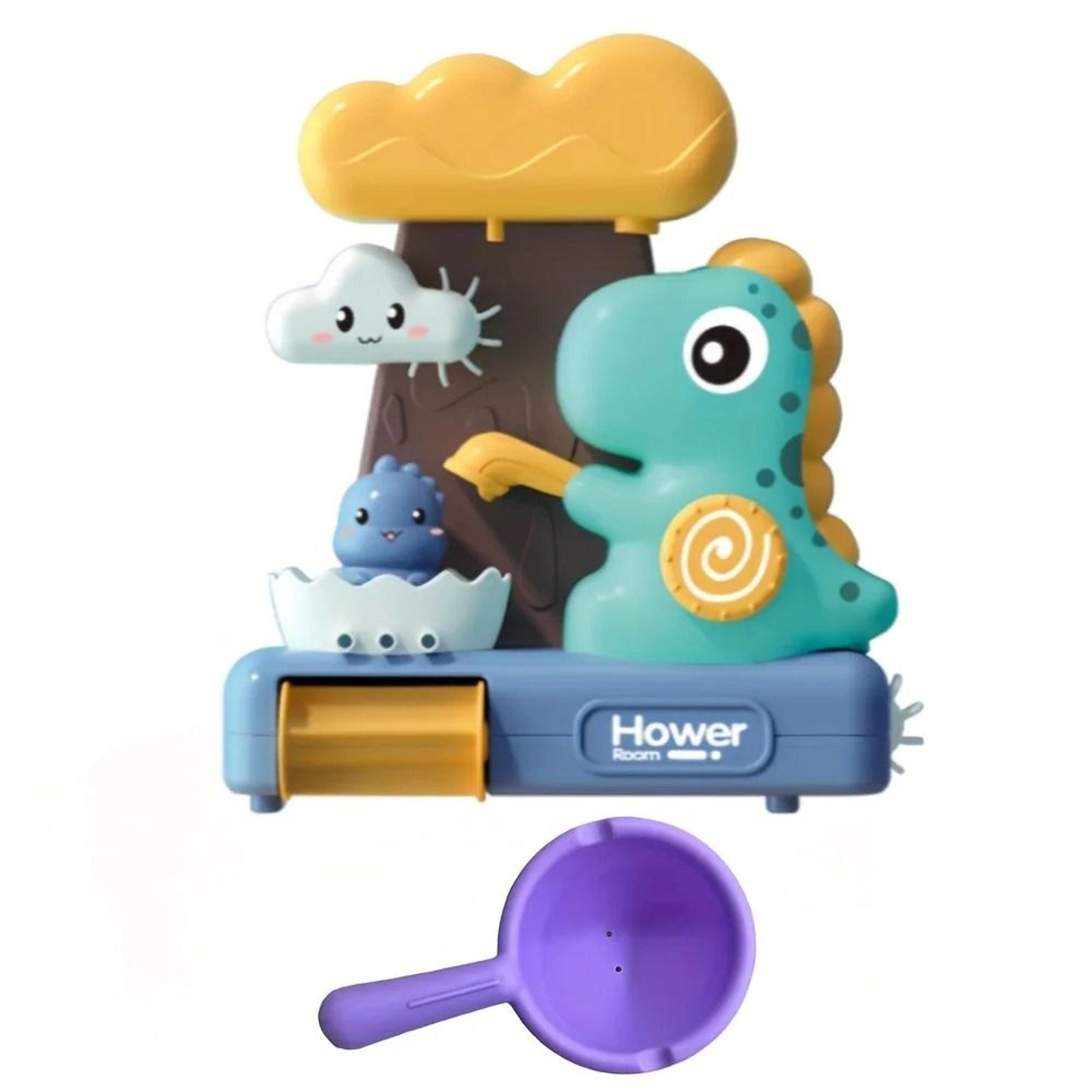 dinosaur baby bath toy shower head fun water play set for toddlers