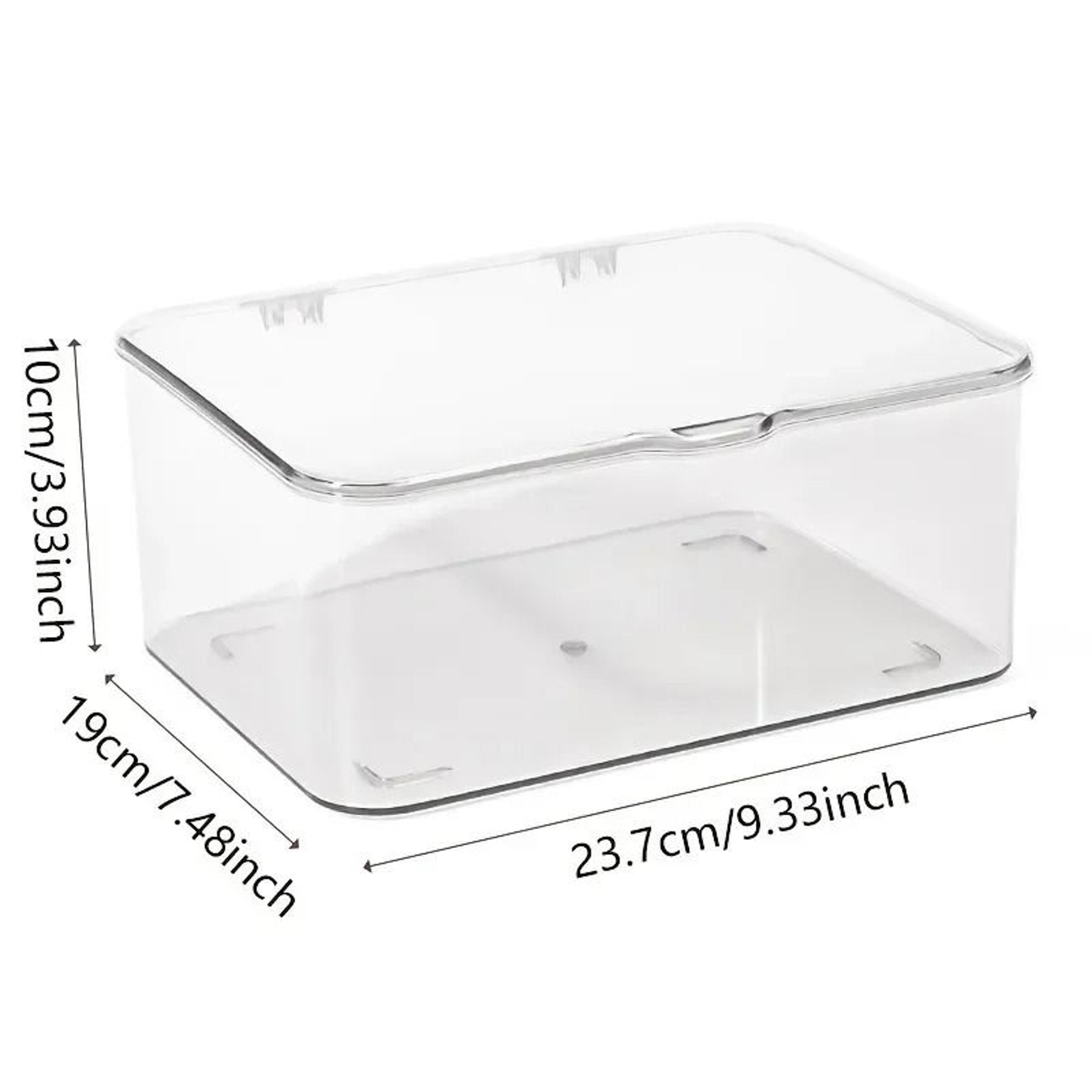clear acrylic storage organizer box with clamshell lid for home and office