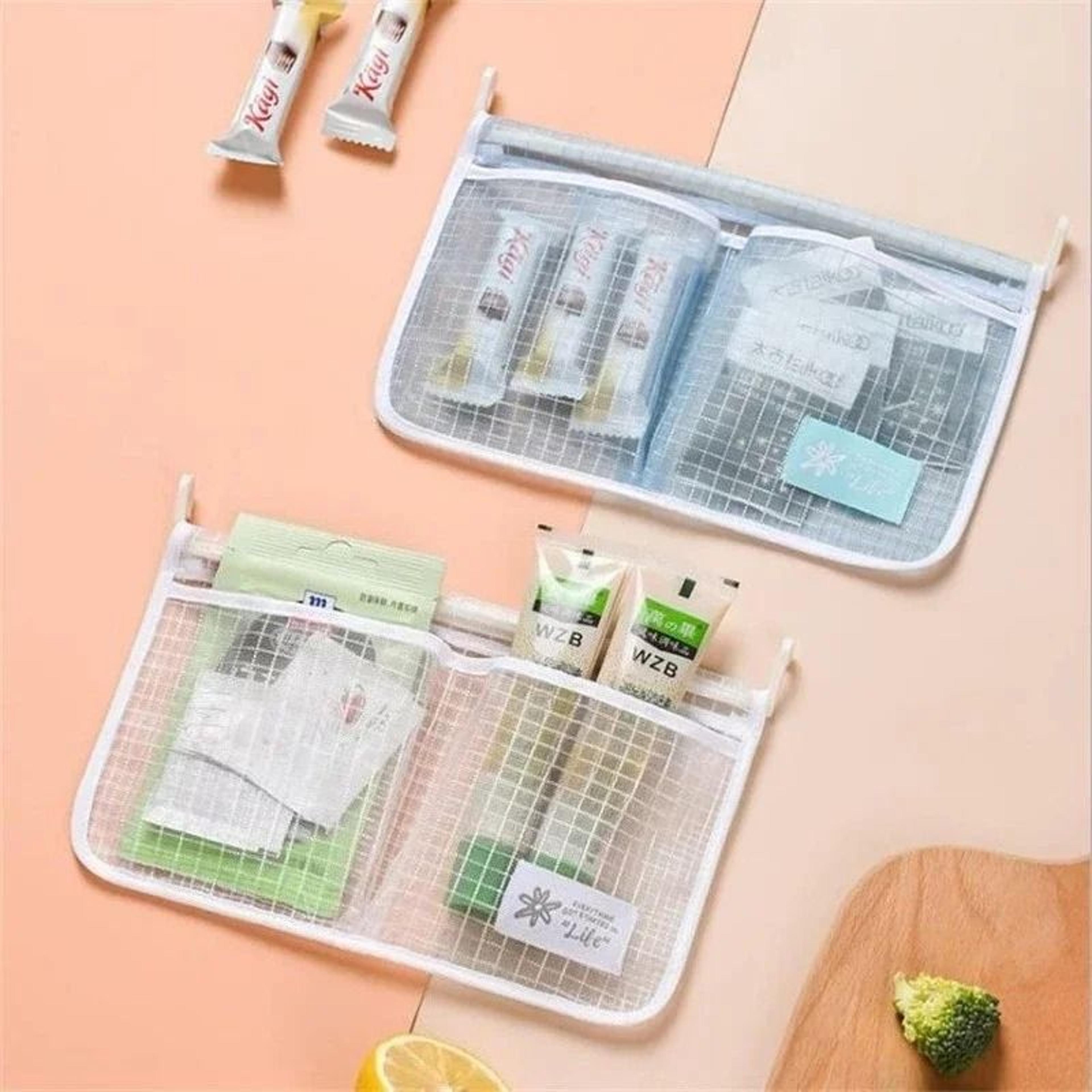 hanging refrigerator storage bag double compartment kitchen organizer