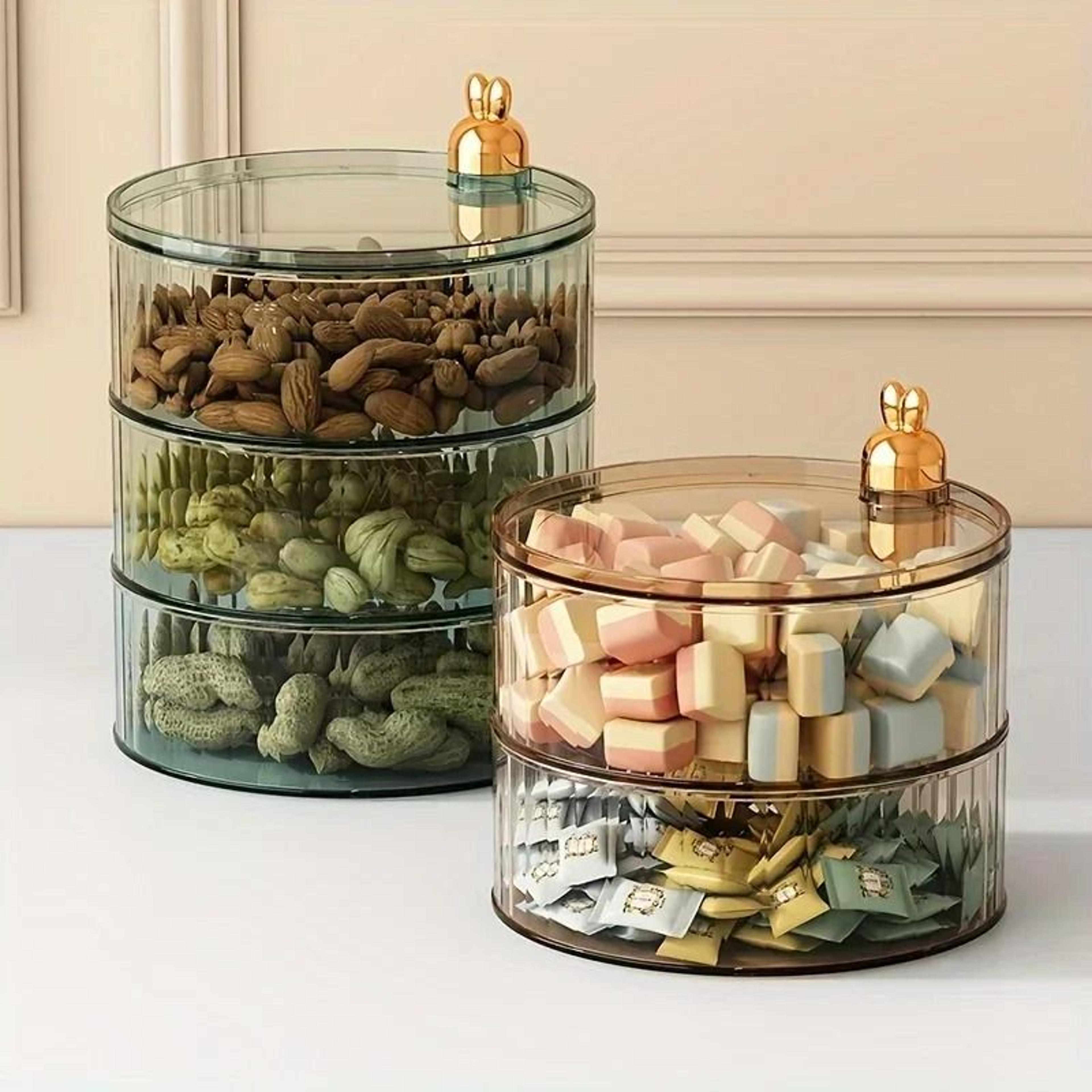 rotatable transparent food storage box multi layer sealed snack container