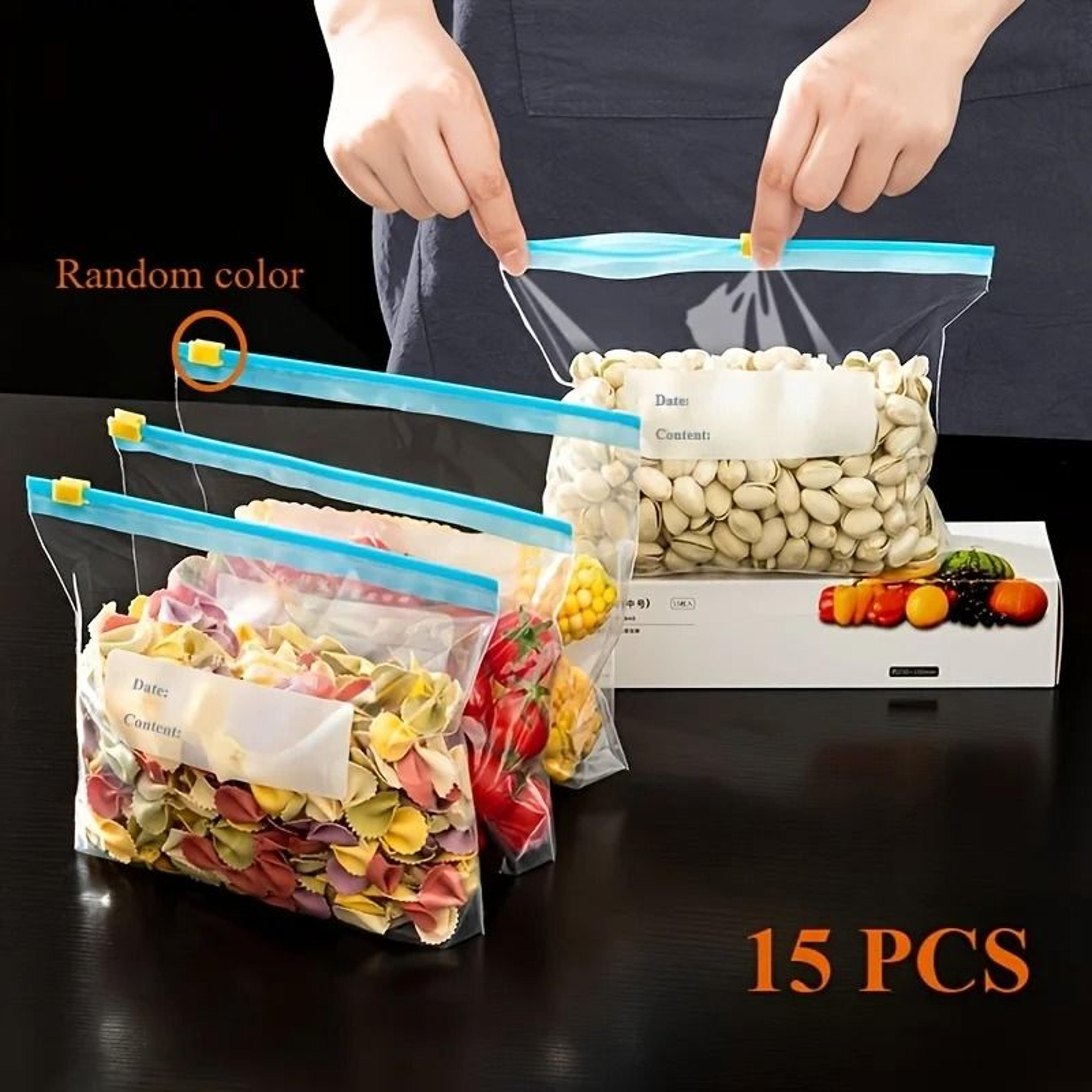 reusable food storage bags slide lock seal 15 piece set for meal prep and kitchen storage