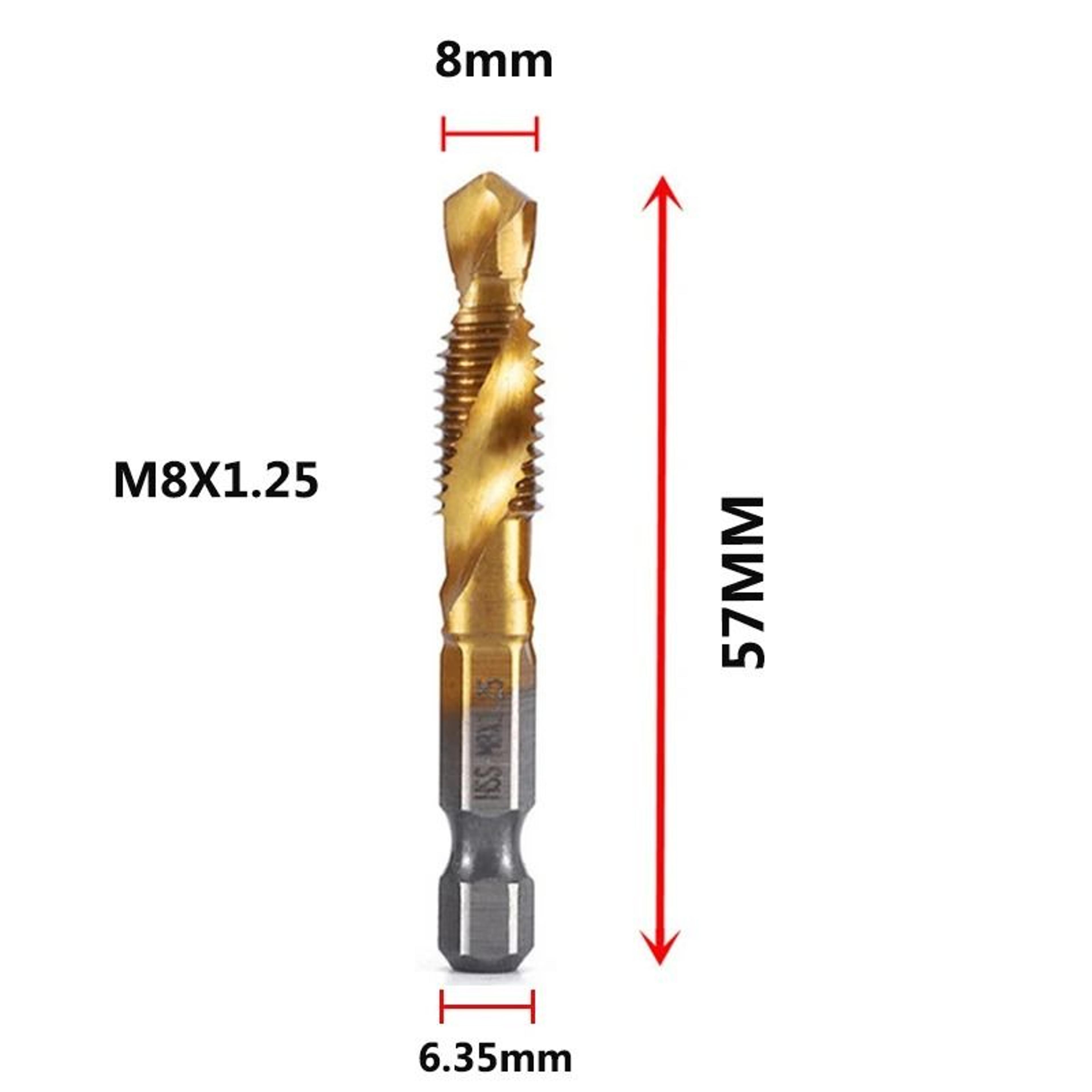 titanium coated metric tap drill bit set hex shank thread tapping tool